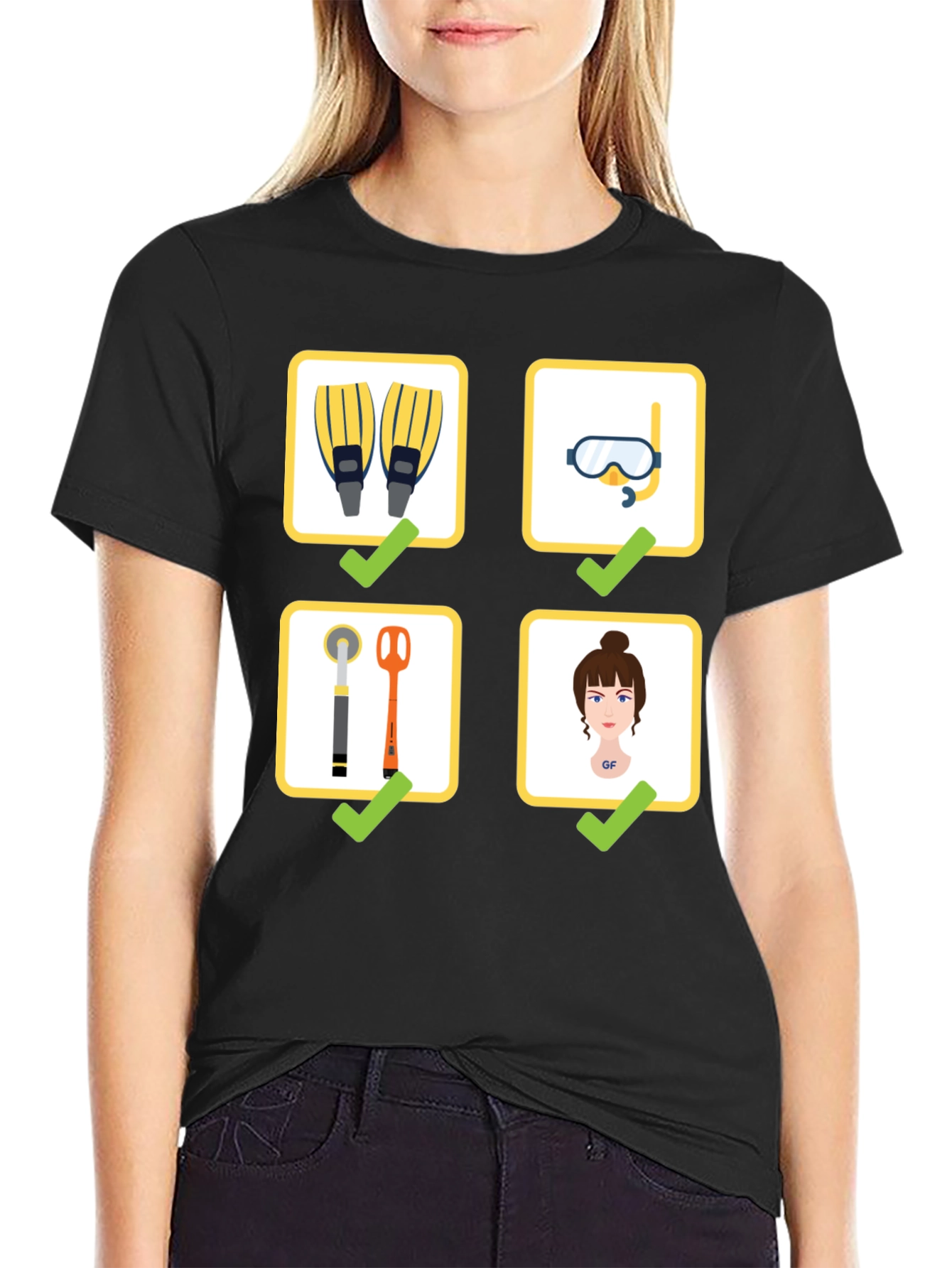 Black Diving Checklist T-Shirt - Dive Essentials Tee view 2