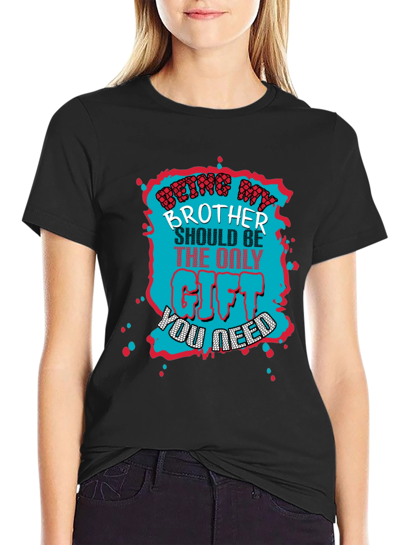 Black Being My Brother T-Shirt - Funny Gift Tee view 2