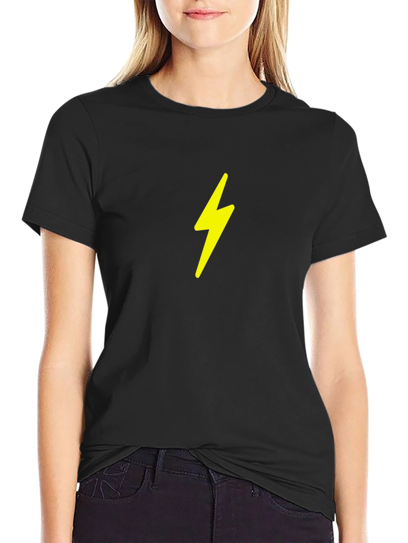 Black Black Tee with Lightning Bolt Graphic view 2