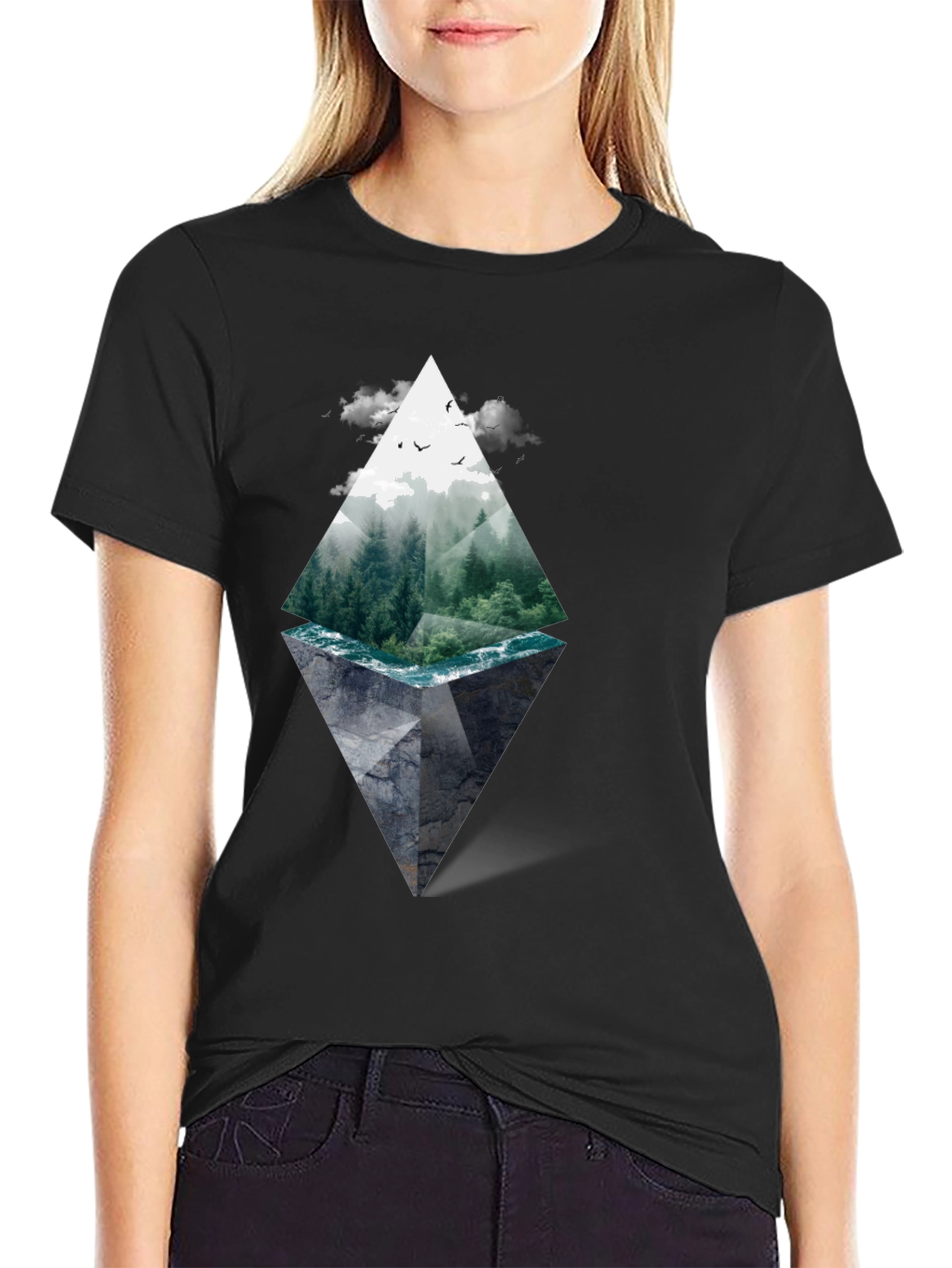Black Nature Diamond Graphic Tee - Black view 2