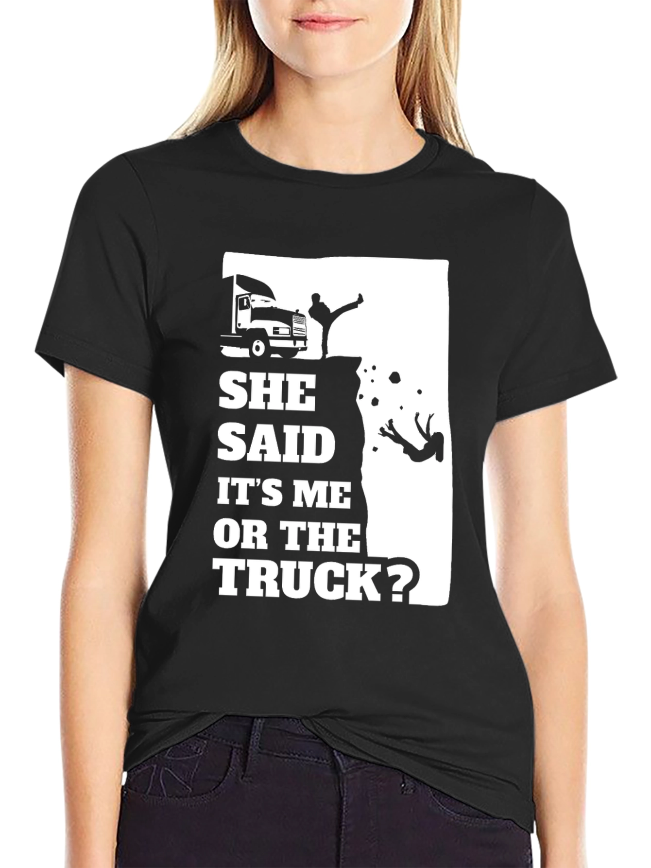 Black Trucker Choice T-Shirt - Funny Cliff Design view 2