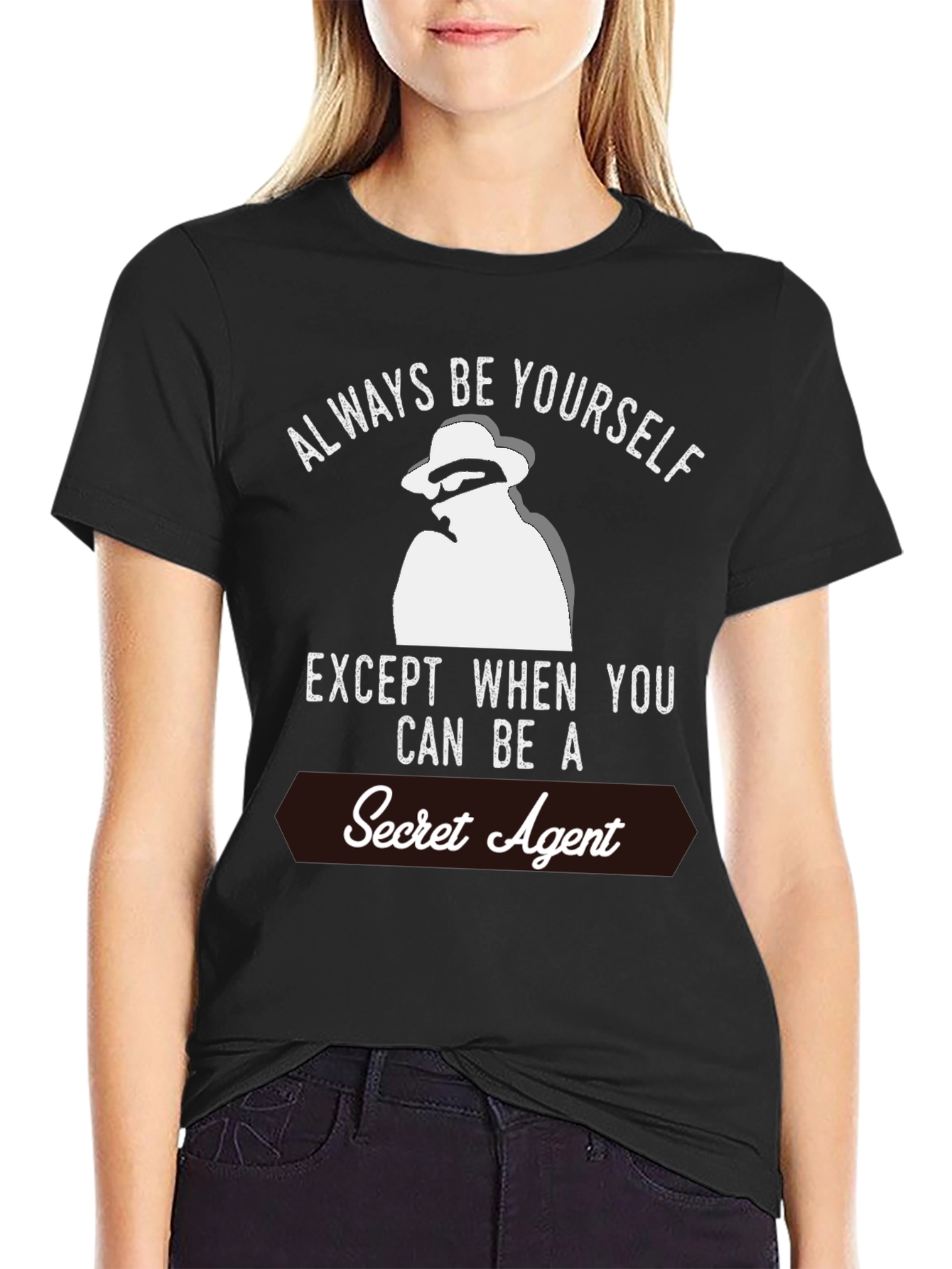 Black Secret Agent Graphic T-Shirt - Always Be Yourself Tee view 2