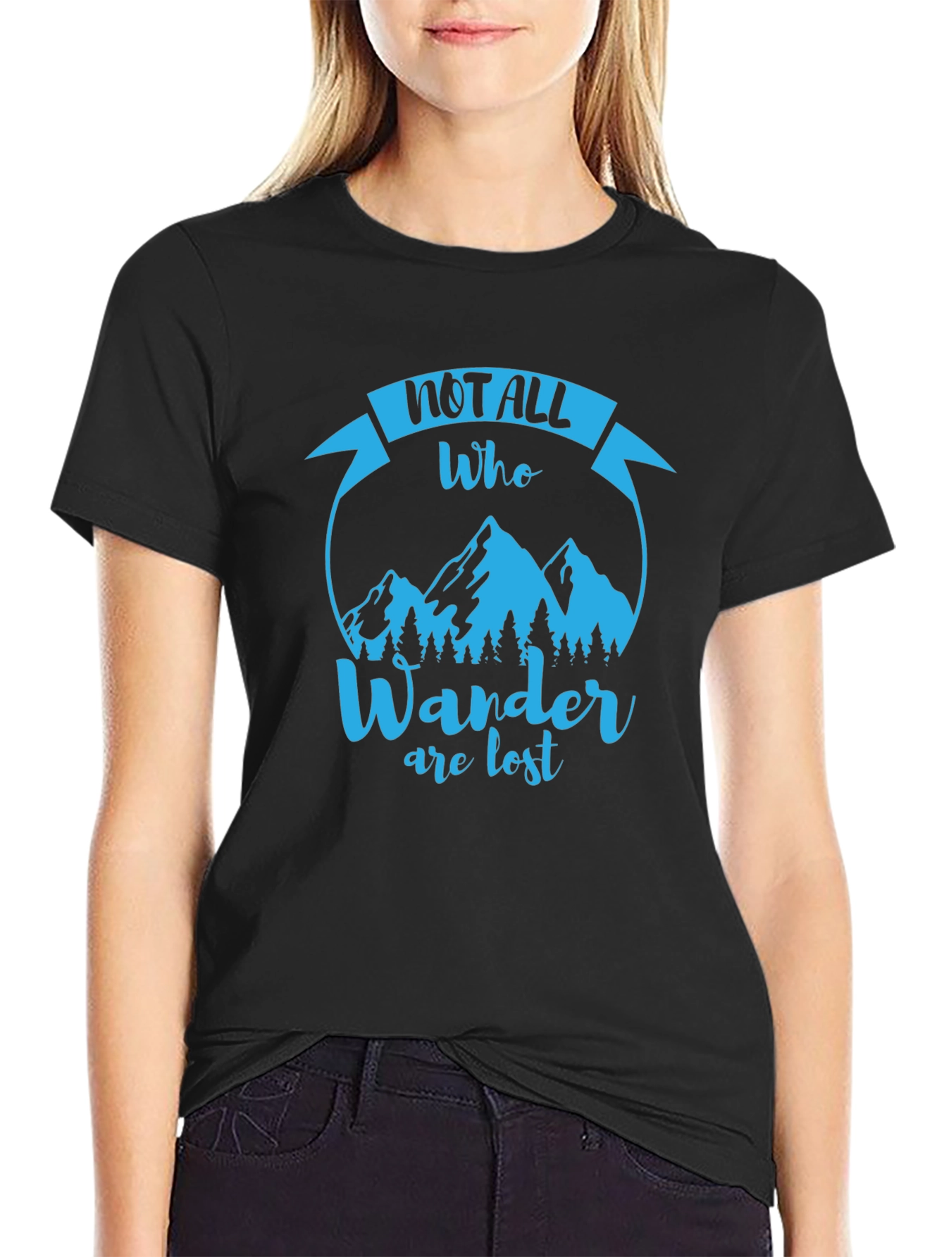 Black Wanderlust T-Shirt - Not All Who Wander Are Lost view 2