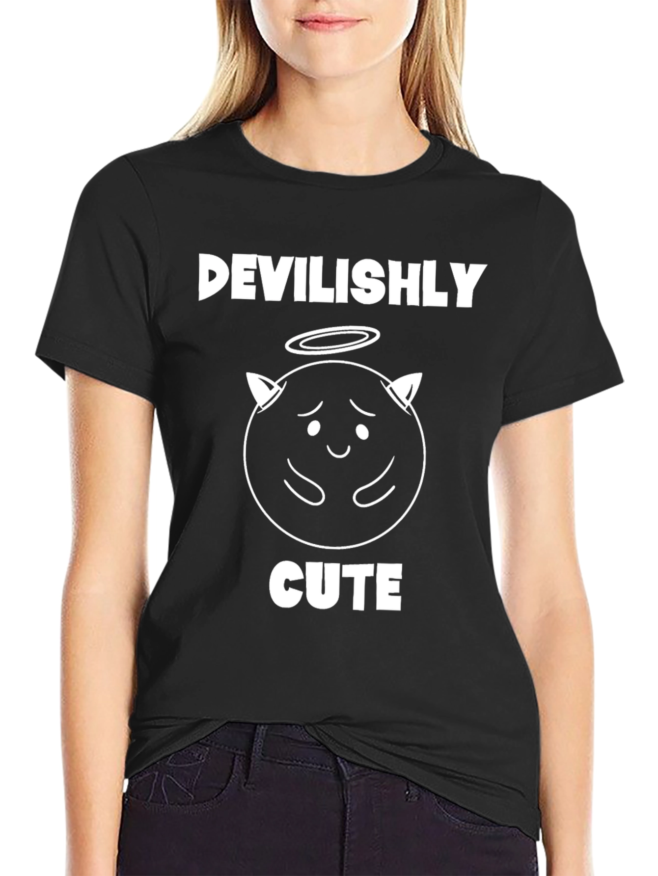 Black Devilishly Cute Graphic T-Shirt view 2