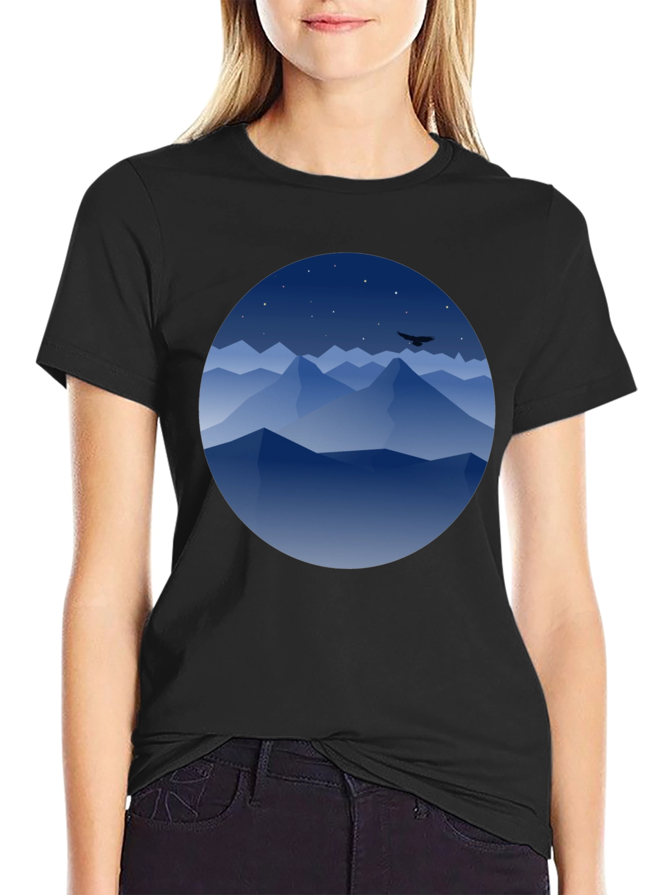 Mountains at Night Graphic Tee - Black - 2