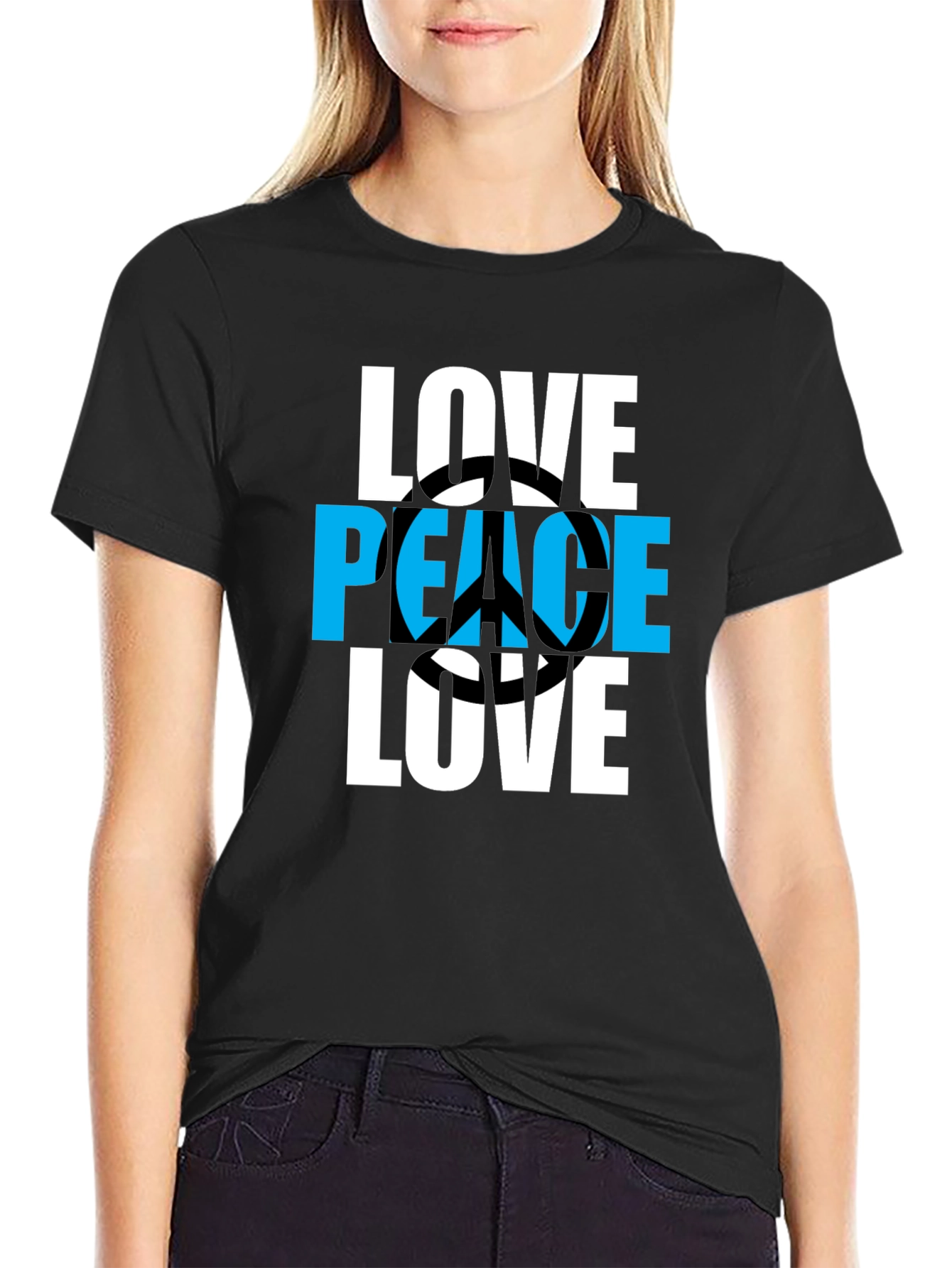 Black Love Peace T-Shirt - Stylish Graphic Tee view 2