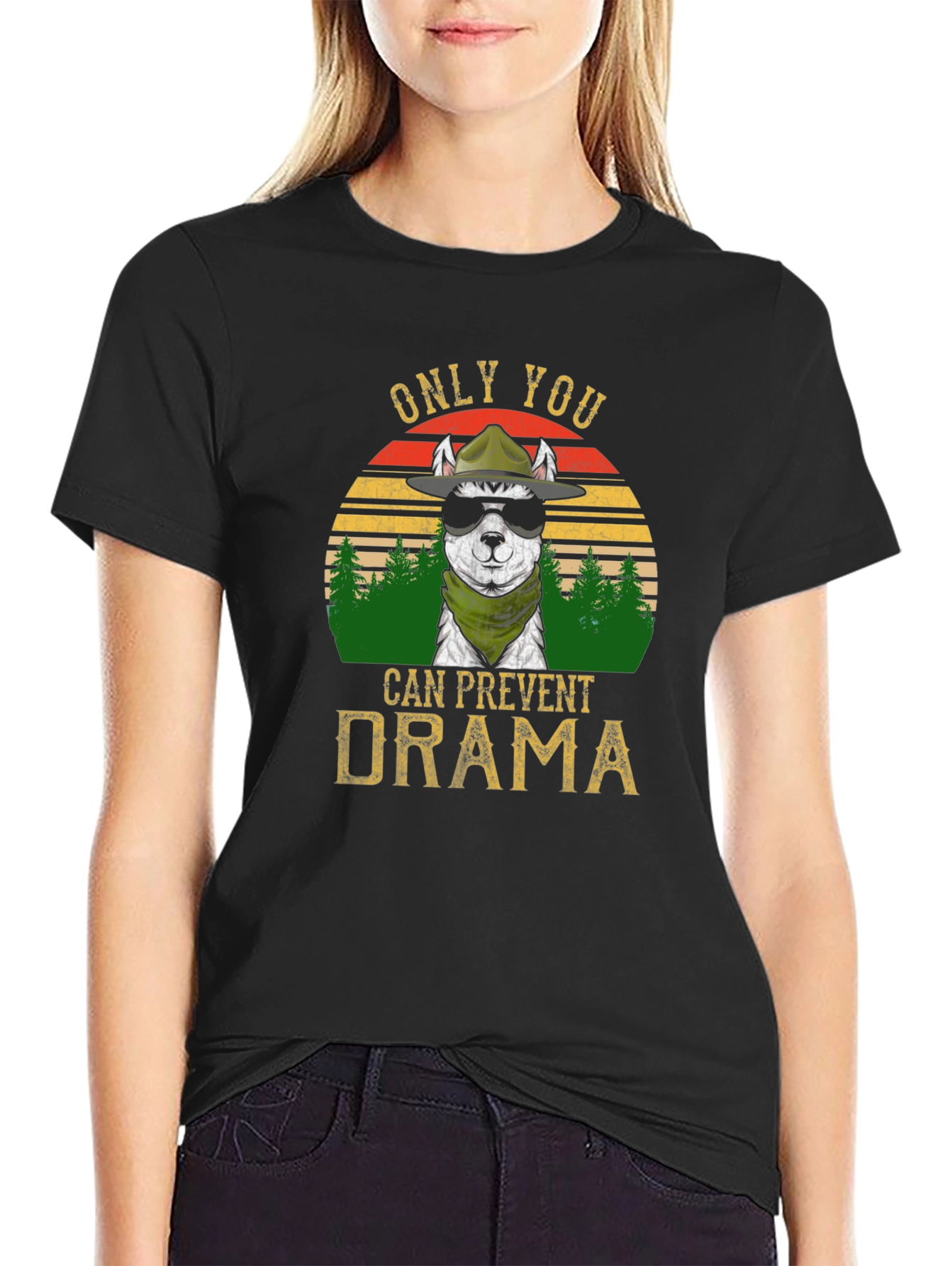 Black Only You Can Prevent Drama T-Shirt view 2