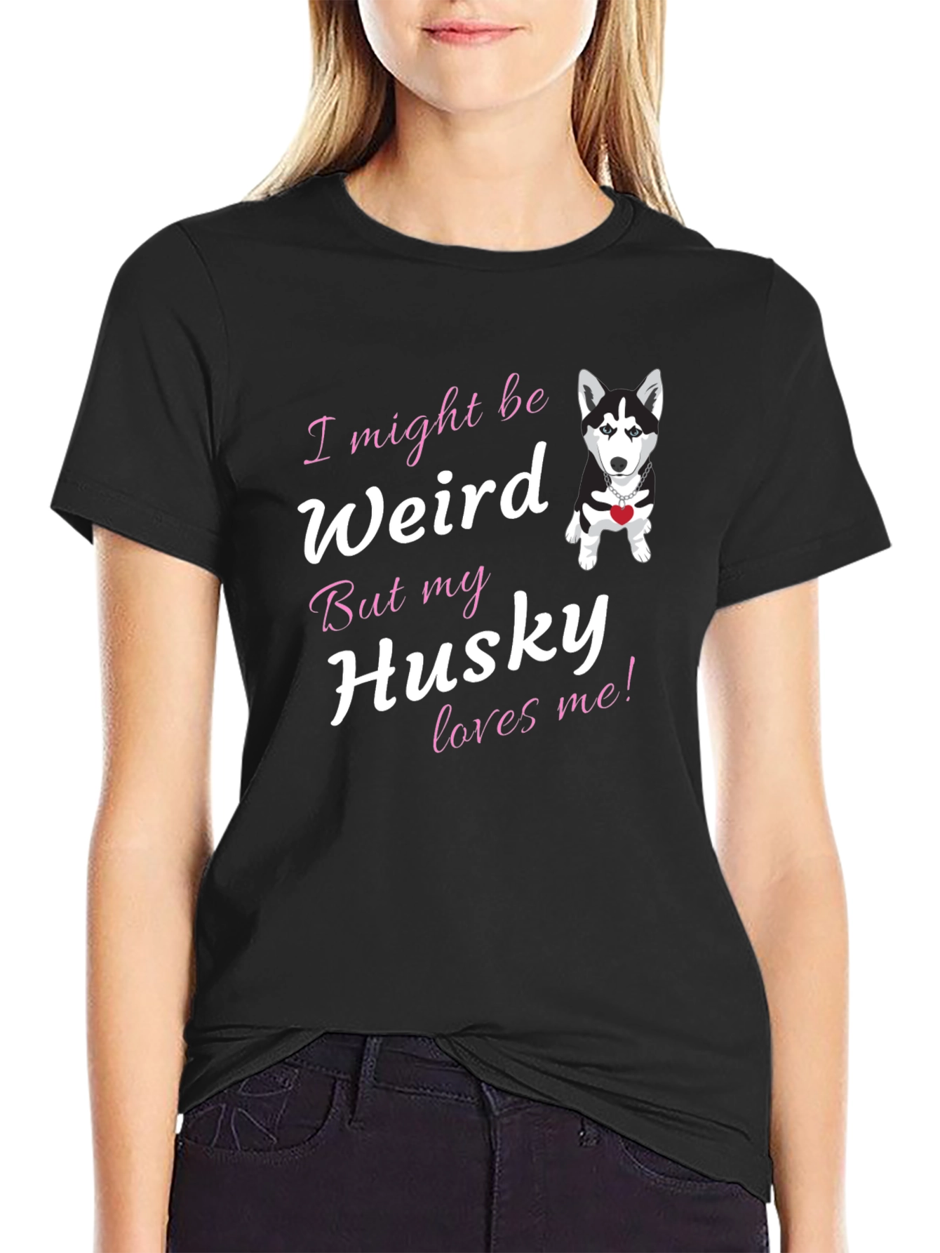 Black Weird Husky Lover T-Shirt view 2