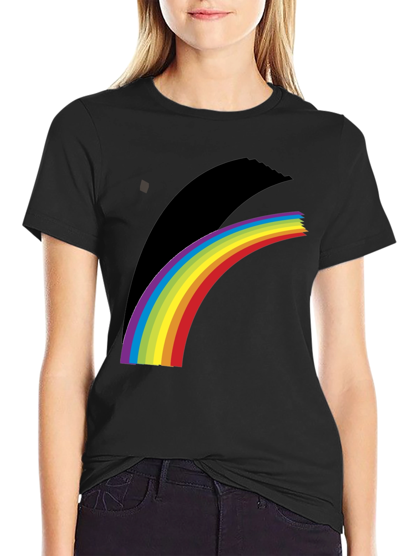 Black Rainbow Prism Graphic Tee - Soft Cotton Blend view 2
