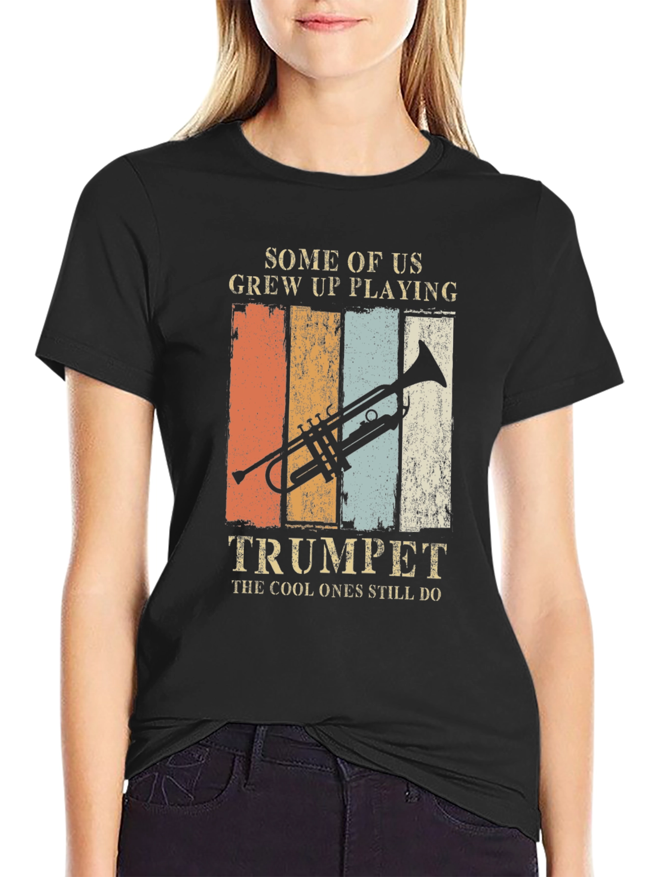 Black Trumpet Player T-Shirt - Cool Ones Still Do! view 2
