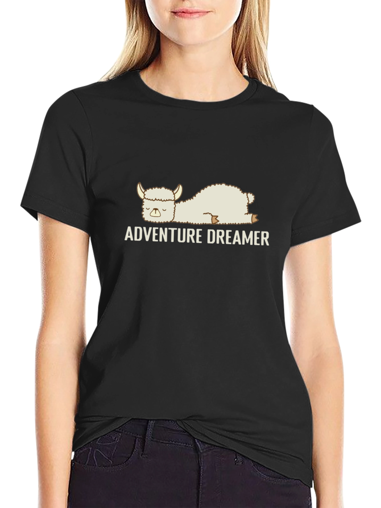 Black Adventure Dreamer Black T-Shirt - Soft Cotton Graphic Tee view 2