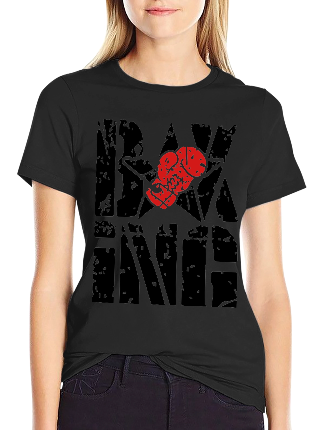 Black Boxing T-Shirt with Glove Graphic view 2