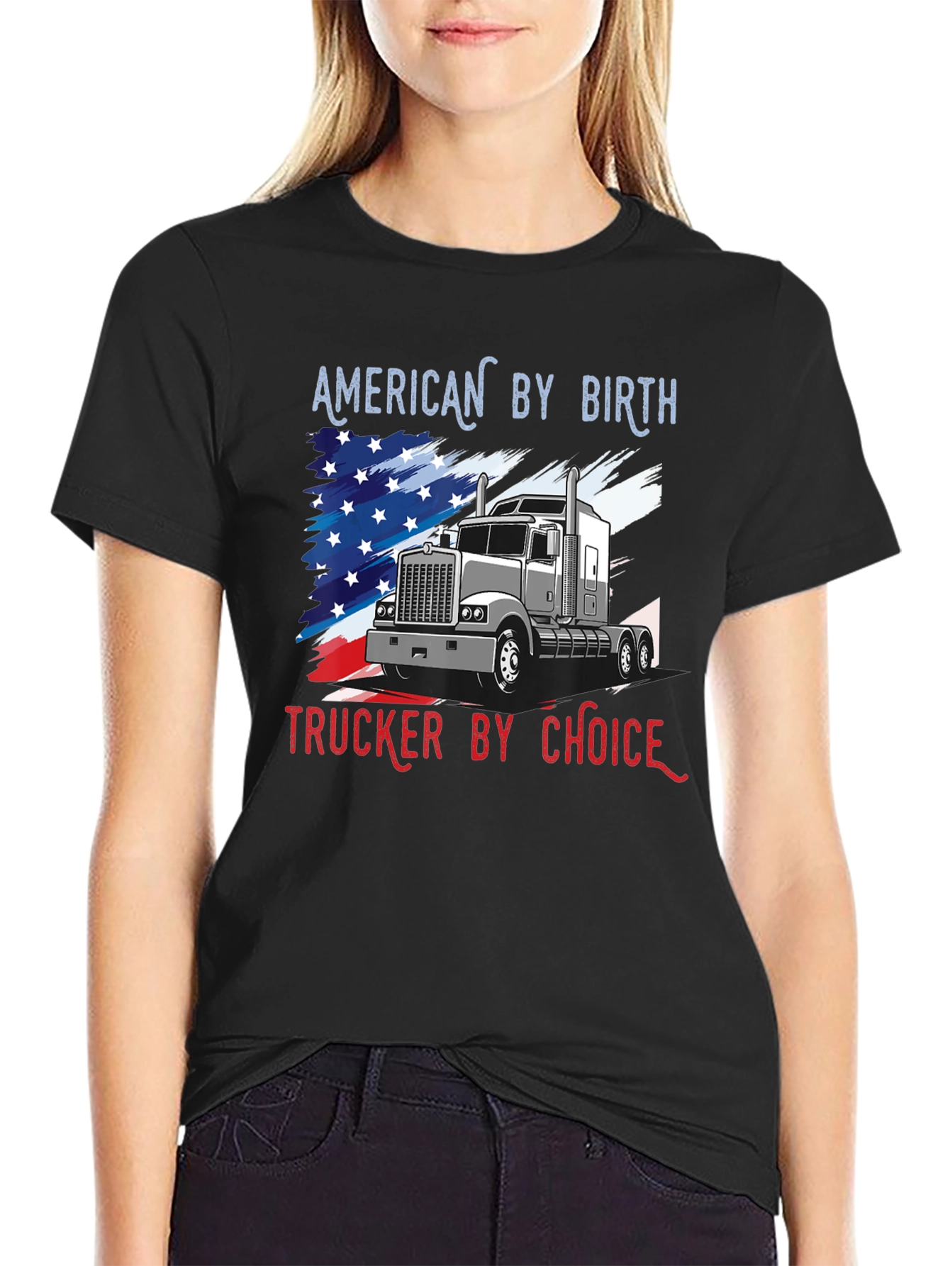 Black American Trucker T-Shirt: Patriot's Choice view 2