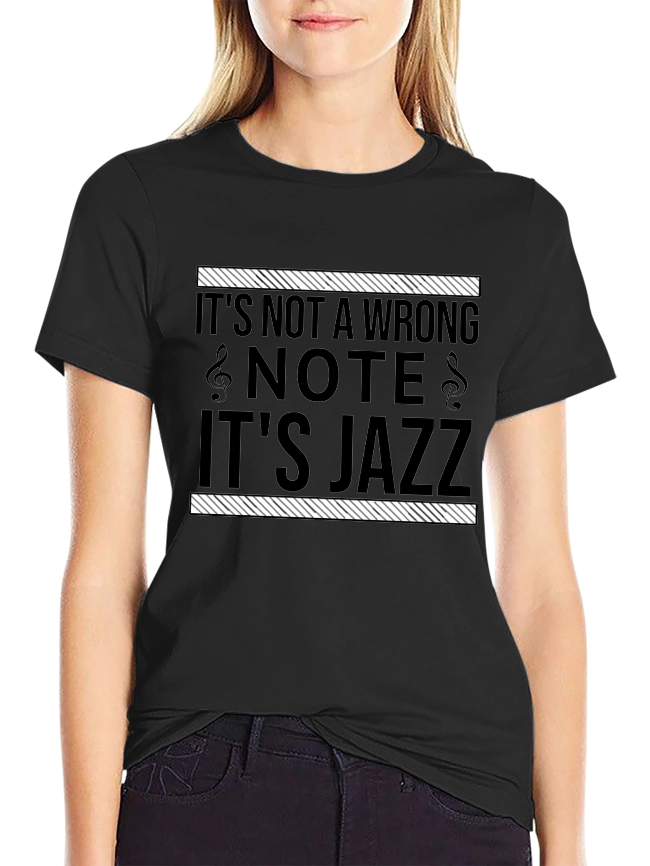 Black It's Not a Wrong Note, It's Jazz T-Shirt view 2