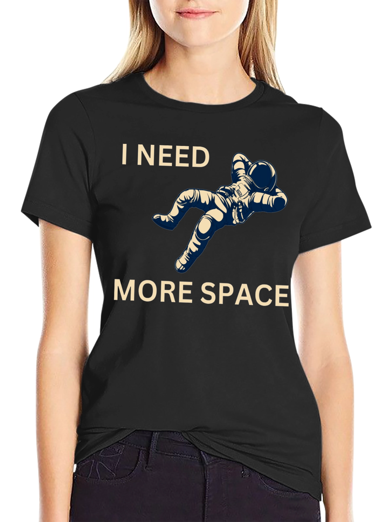 Black I Need More Space T-Shirt Astronaut Graphic Tee view 2