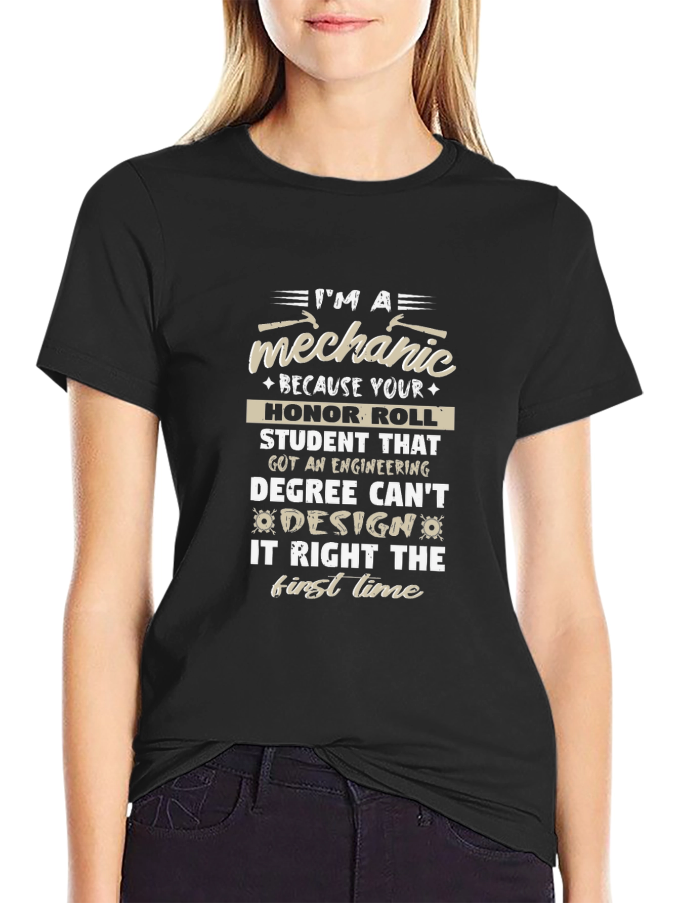 Black Mechanic T-Shirt: Funny Engineering Degree Design view 2