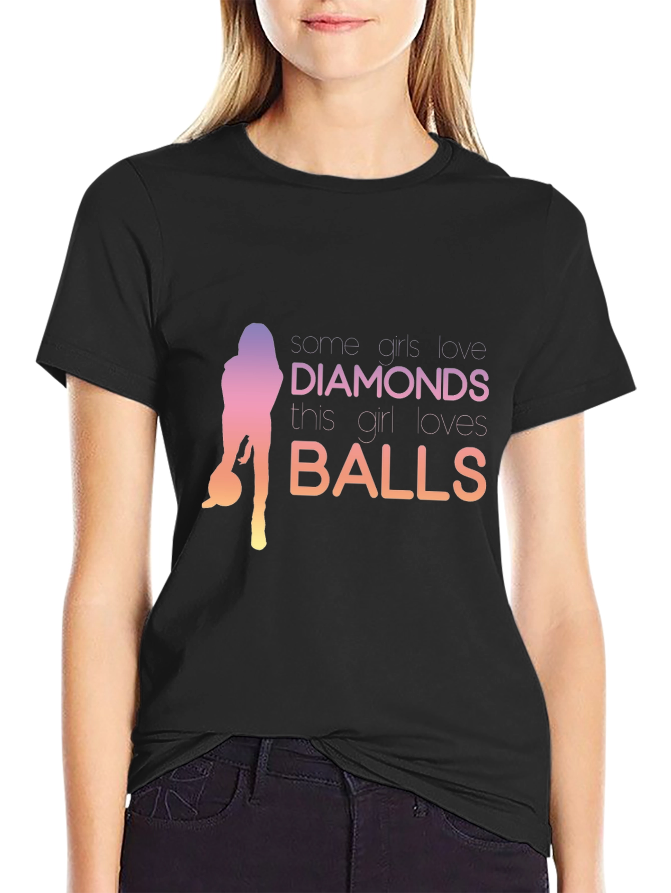 Black Funny Bowling T-Shirt - This Girl Loves Balls view 2