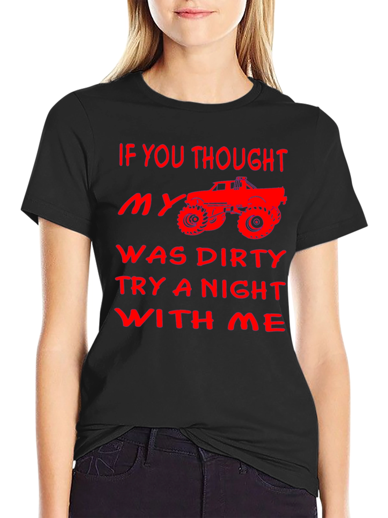 Black Funny Dirty Truck T-Shirt view 2