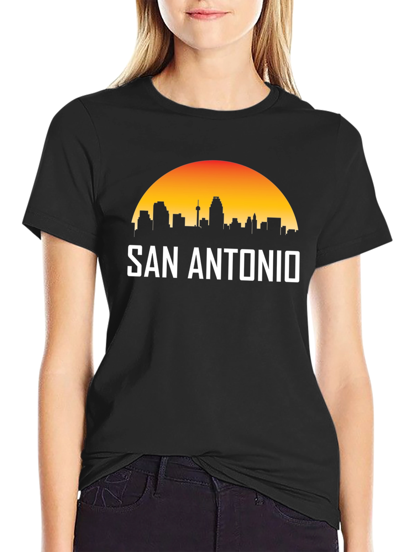 Black San Antonio Skyline Graphic T-Shirt view 2