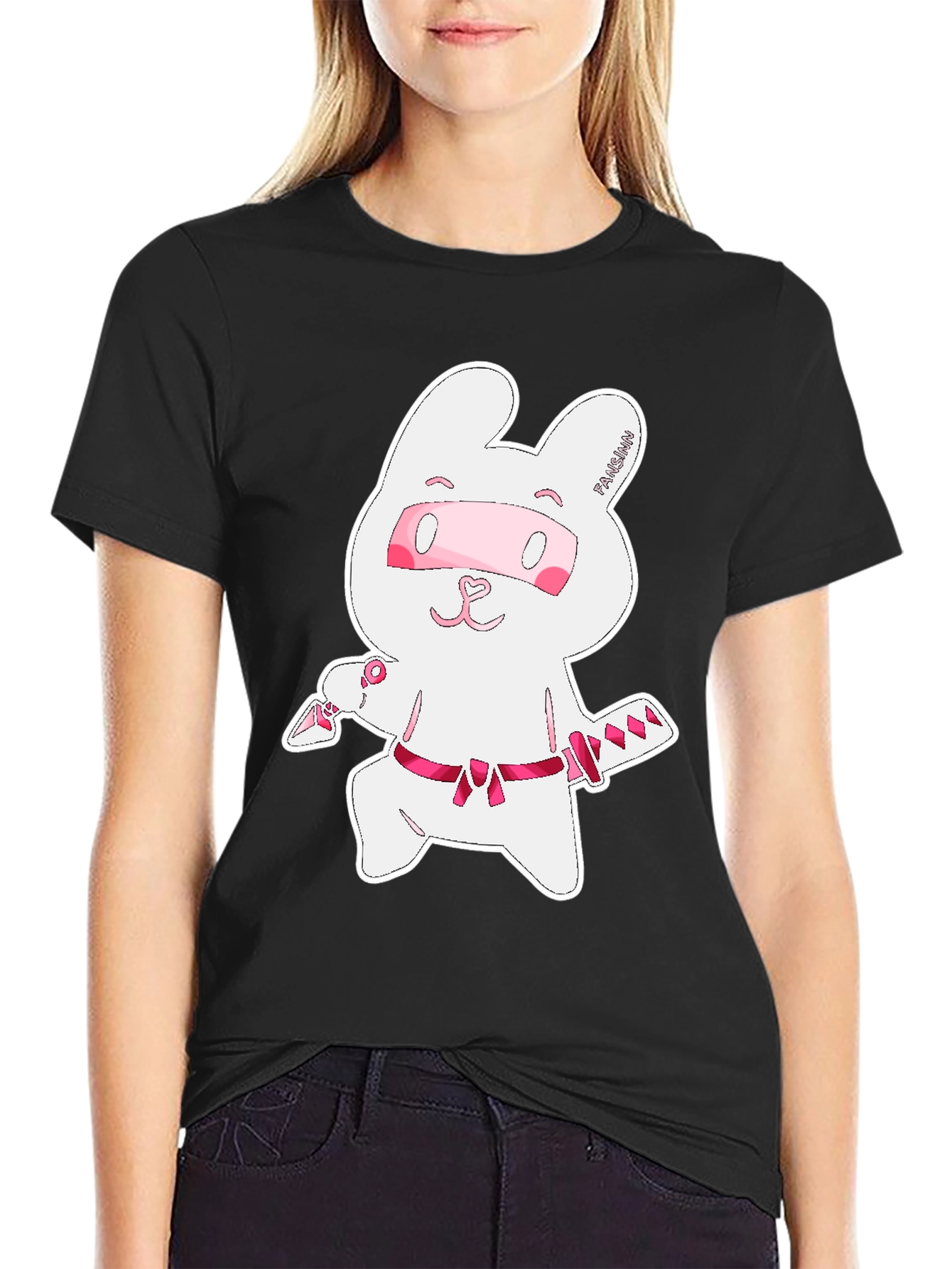 Black Ninja Rabbit Graphic T-Shirt - Unisex view 2