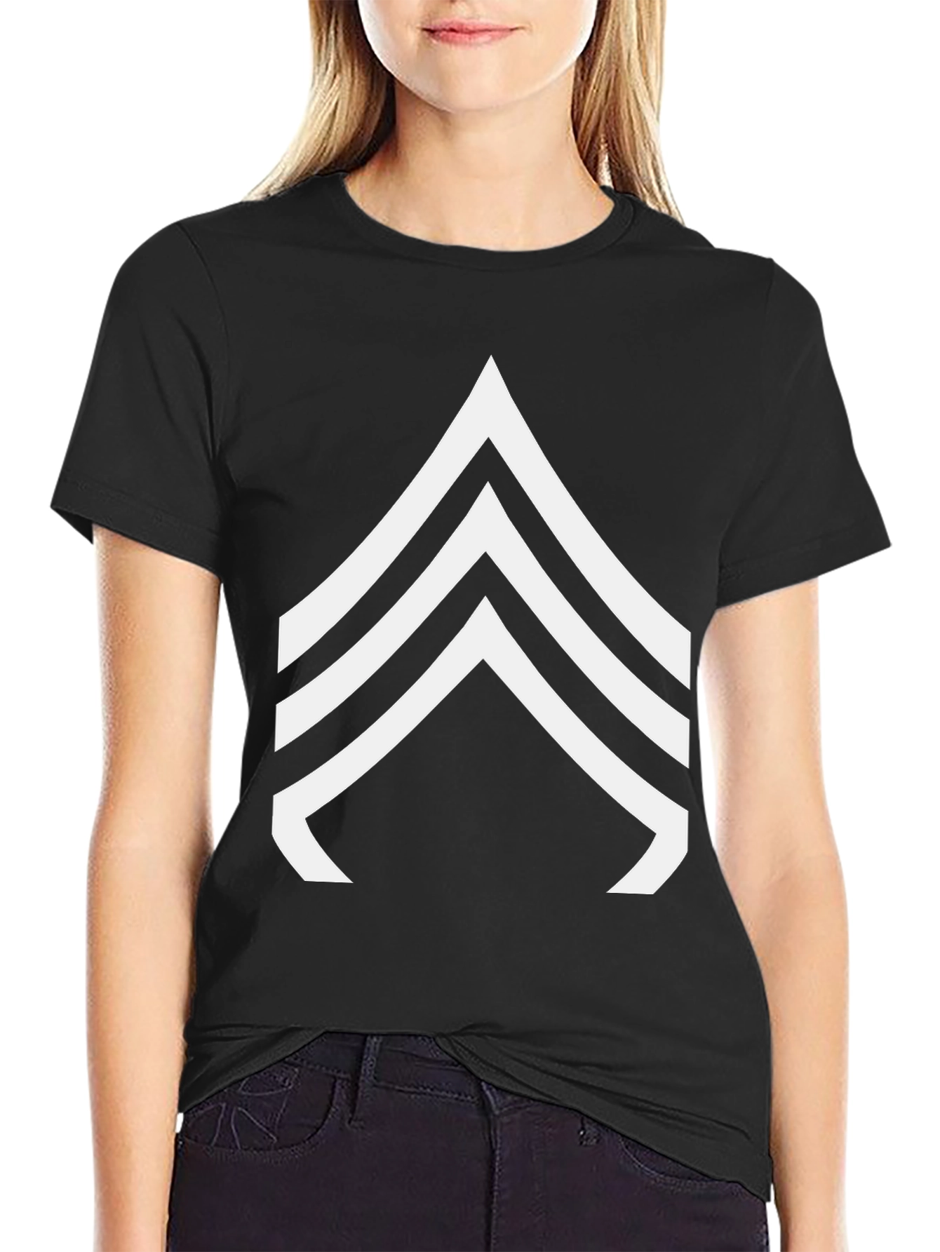 Black Sergeant Stripes Graphic Tee - Black Cotton T-Shirt view 2