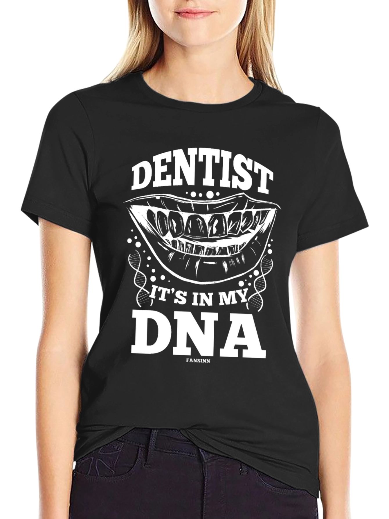 Black Dentist DNA Graphic T-Shirt - Unique Gift for Dental Professionals view 2