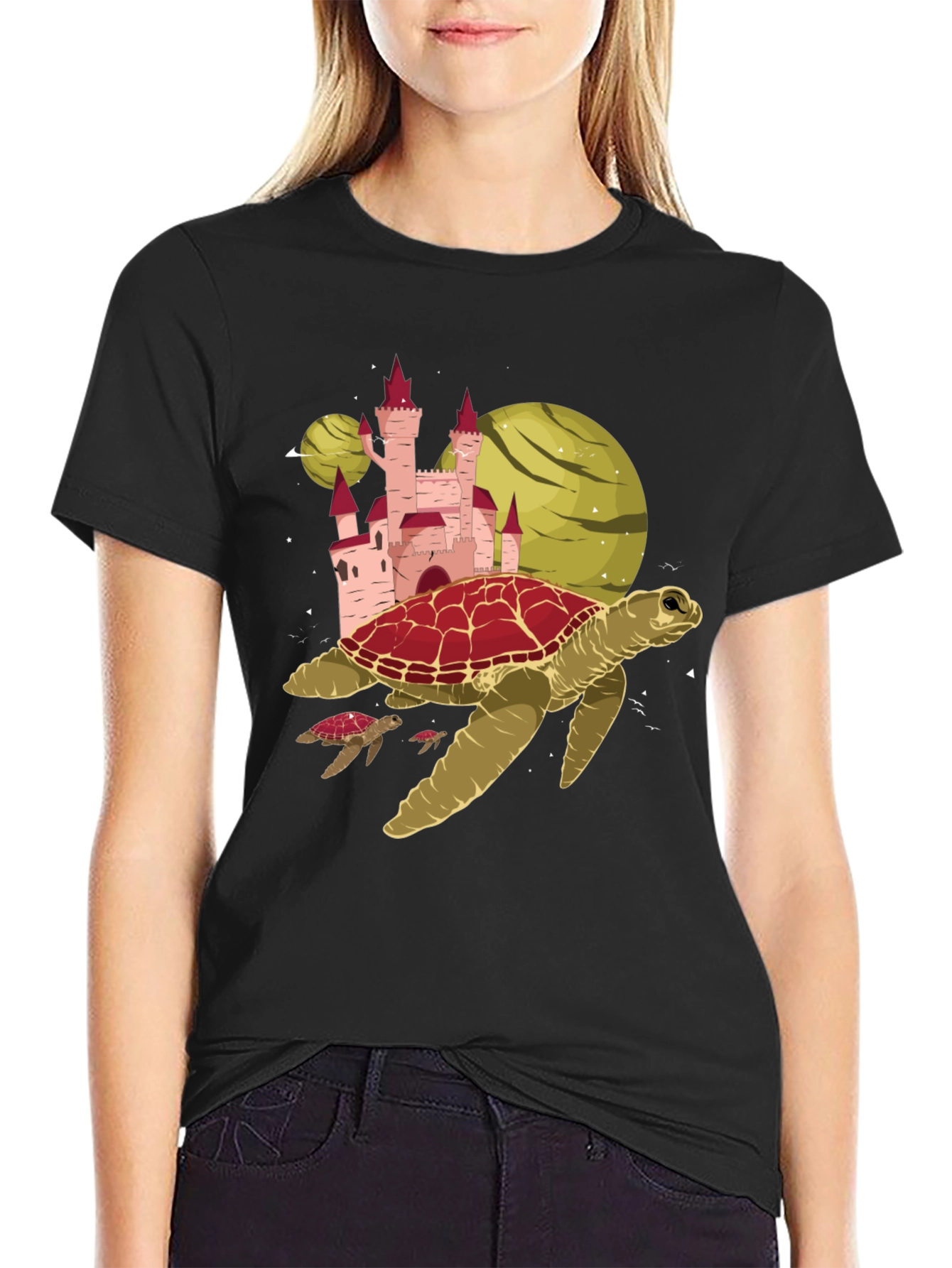 Black Turtle Planet Castle Black Tee view 2