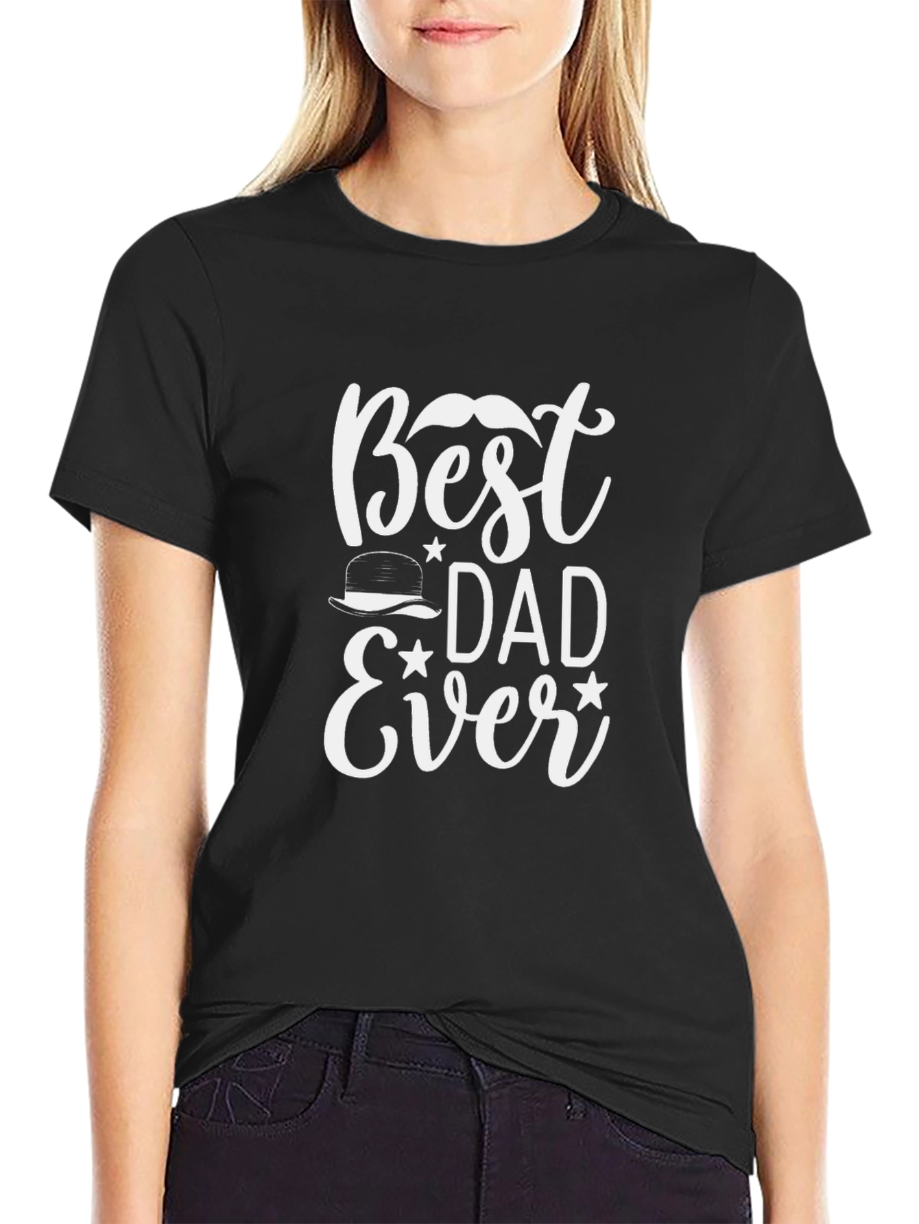 Black Best Dad Ever Graphic Tee - Black view 2