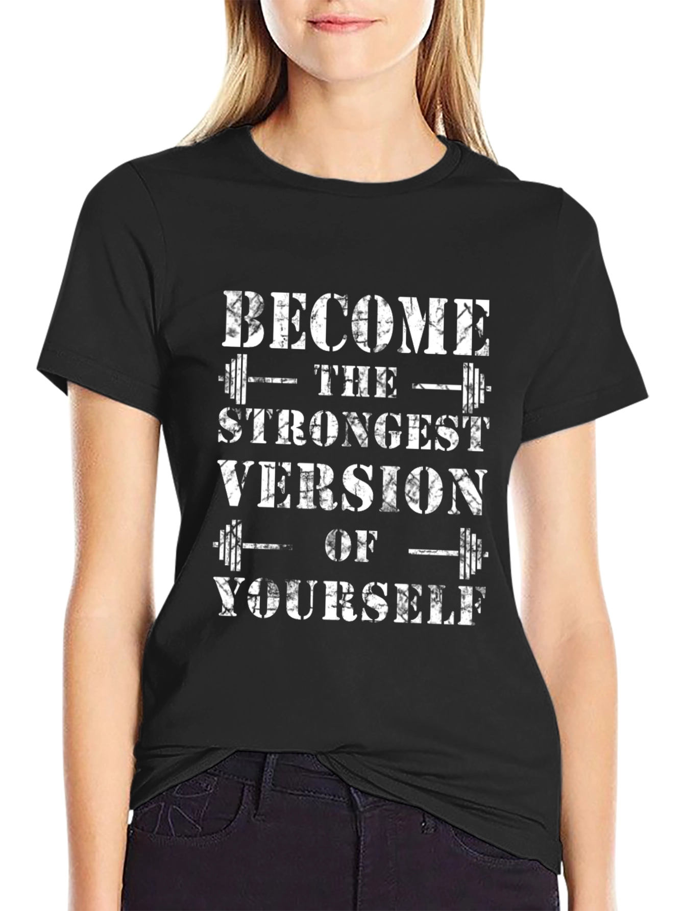 Black Strongest Version T-Shirt - Black Fitness Tee view 2