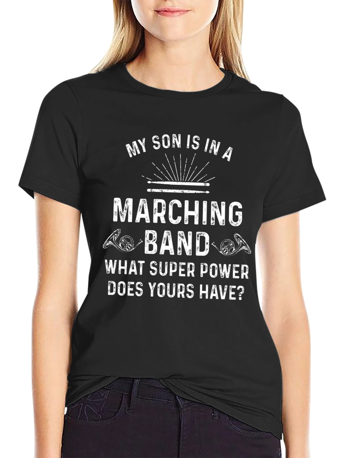 Black Marching Band Dad T-Shirt: My Son Is In A Marching Band view 2