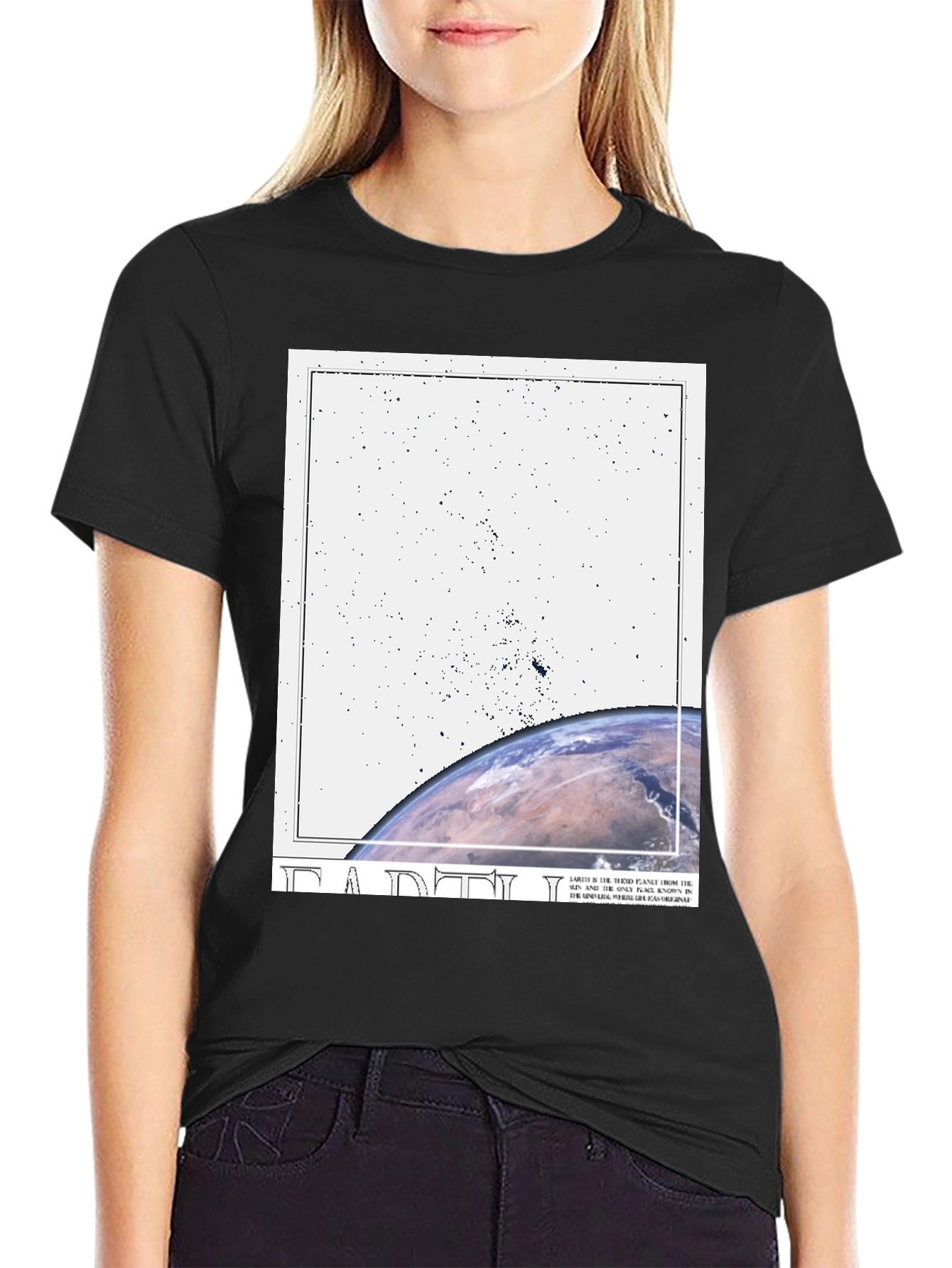 Black Earth Graphic Black T-Shirt - Trendy Casual Tee view 2