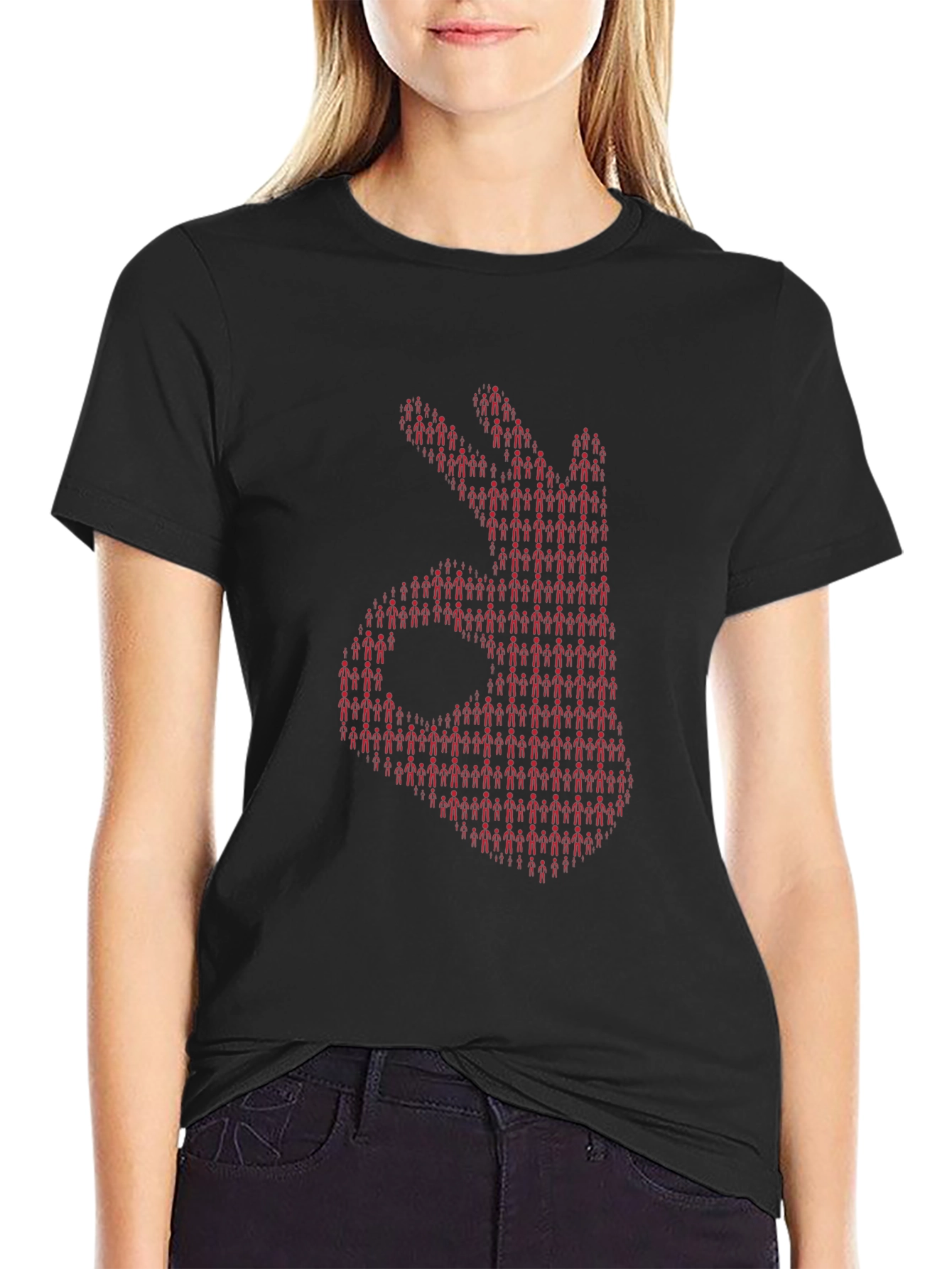 Black OK Hand Sign Graphic Tee - Unique Design view 2