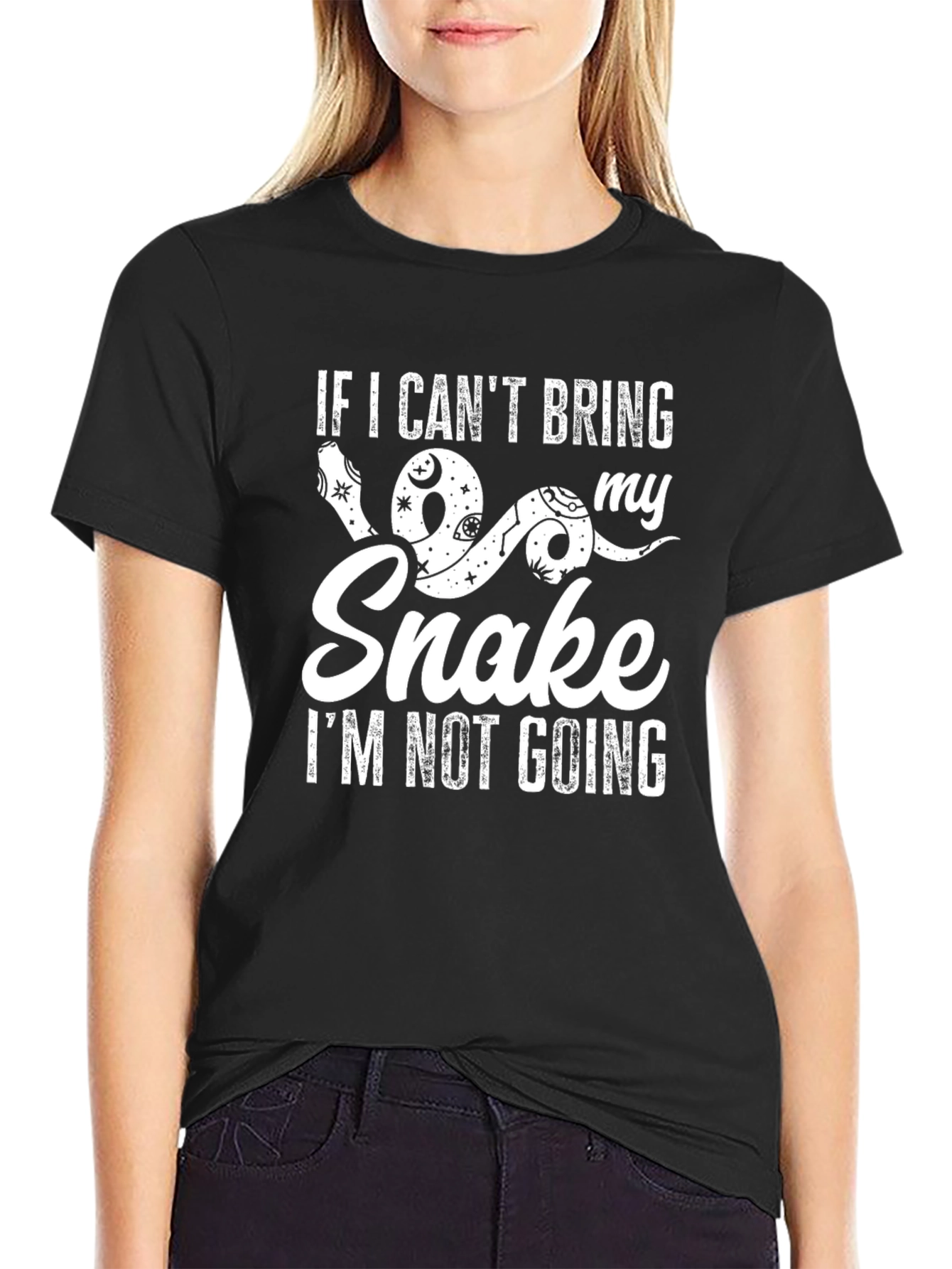 Black Snake Lover Graphic Tee - If I Can't Bring My Snake T-Shirt view 2