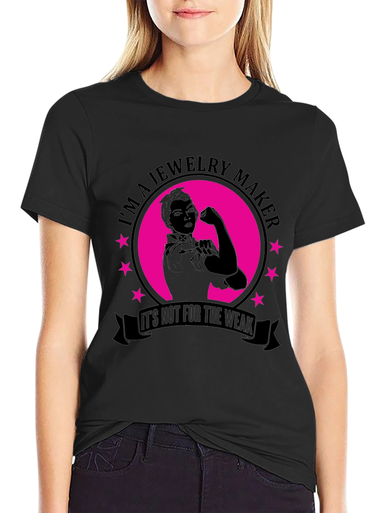 Black Jewelry Maker Strong Woman T-Shirt view 2
