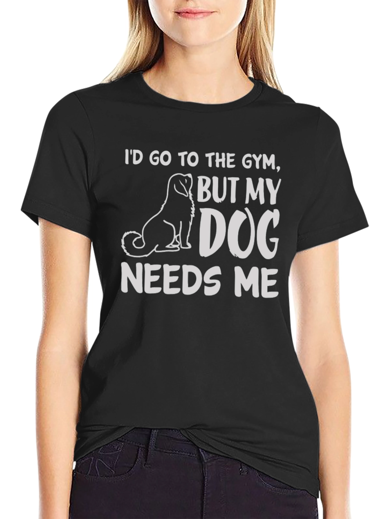 Black Dog Needs Me T-Shirt - Gym Humor Tee view 2