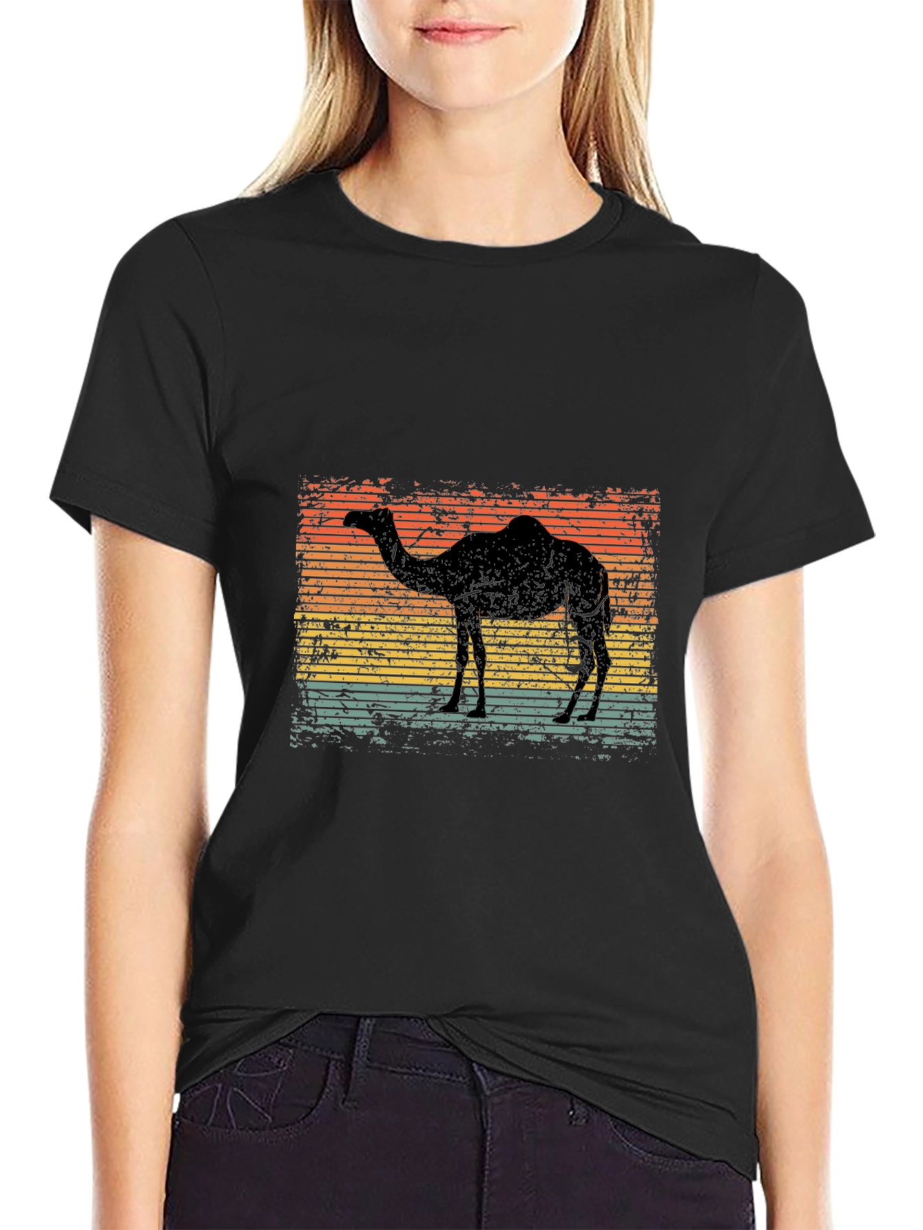 Black Retro Camel T-Shirt view 2