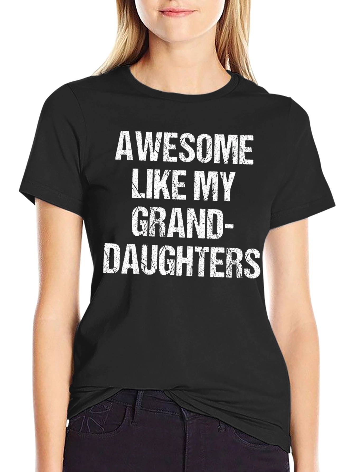 Black Awesome Like My Granddaughters Men's Tee view 2