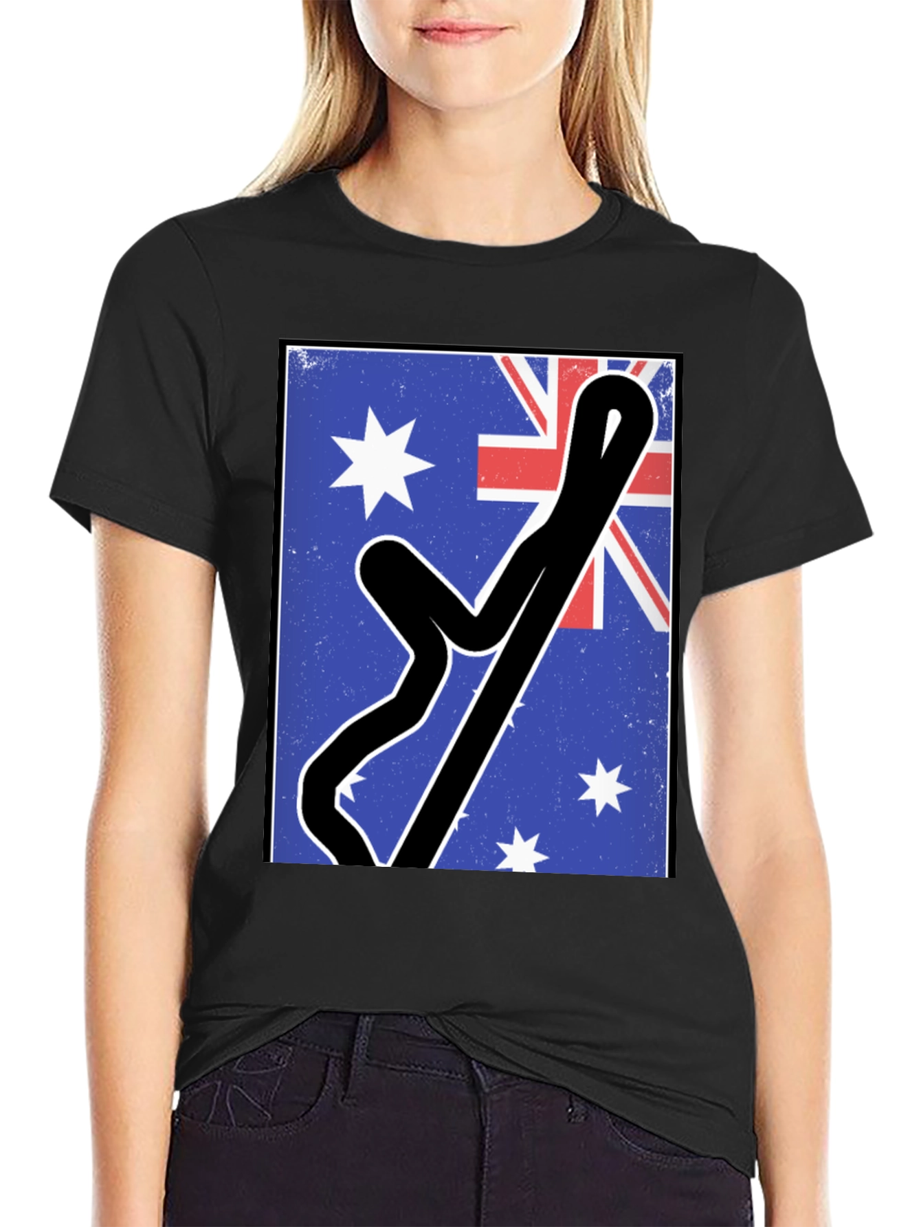 Black Australian Flag Racing Track Tee view 2