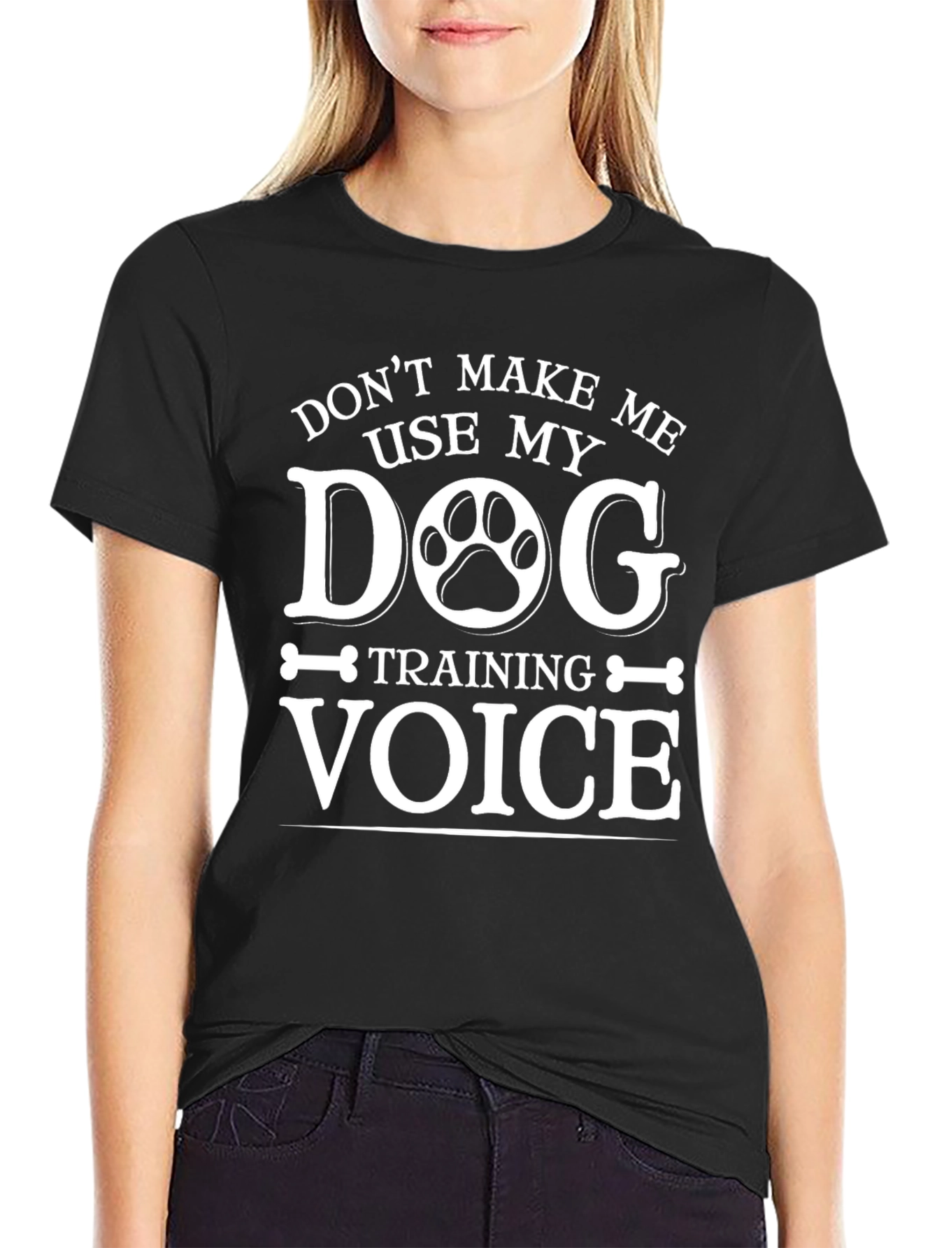 Black Dog Training Voice T-Shirt - Funny Dog Lover Tee view 2