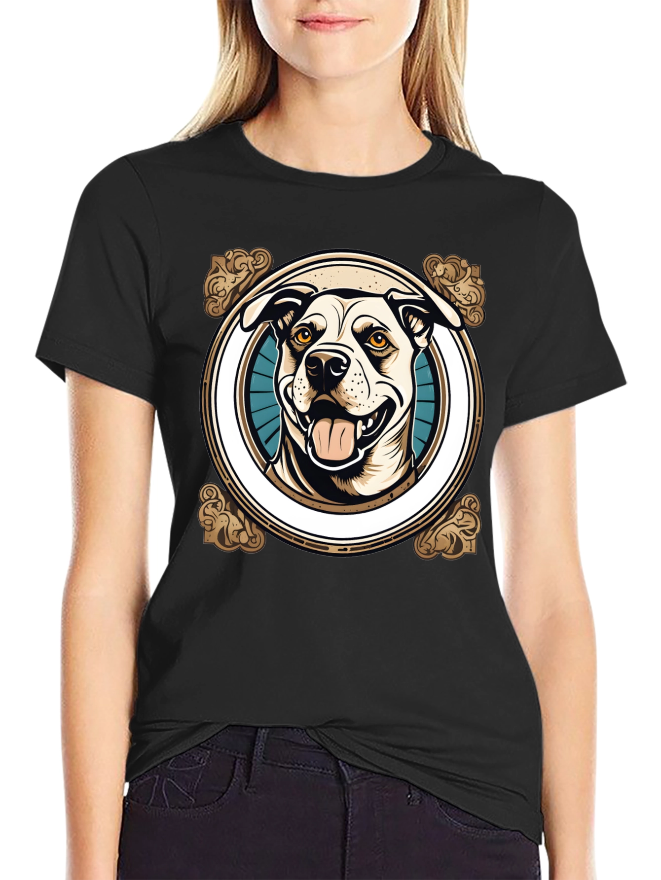Black Dog Graphic T-Shirt -  Unisex Crew Neck view 2