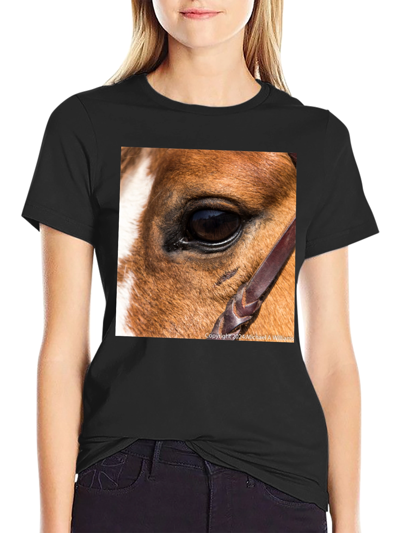 Black Horse Eye Graphic Tee - Unique Animal Lover's Shirt view 2