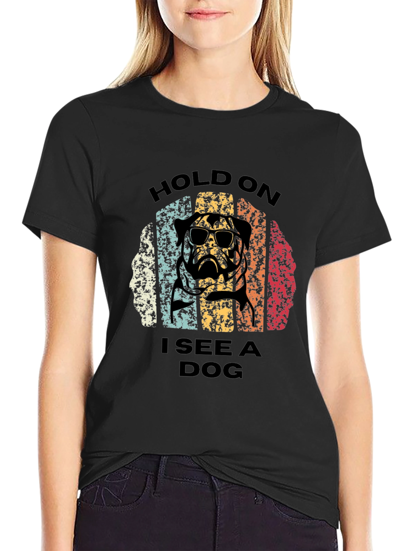 Black Retro Dog Graphic T-Shirt view 2