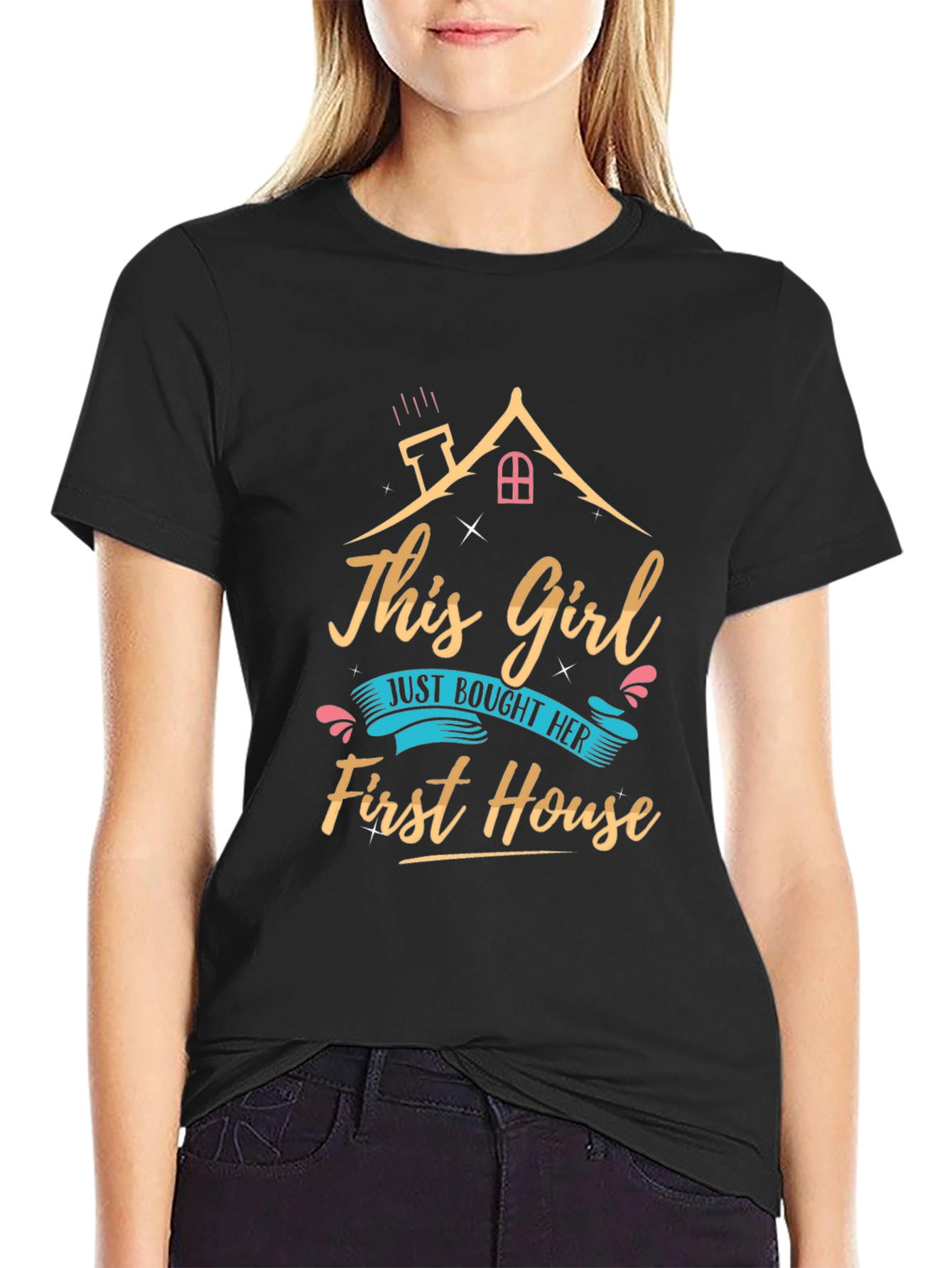 Black New Homeowner T-Shirt - This Girl Bought First House view 2