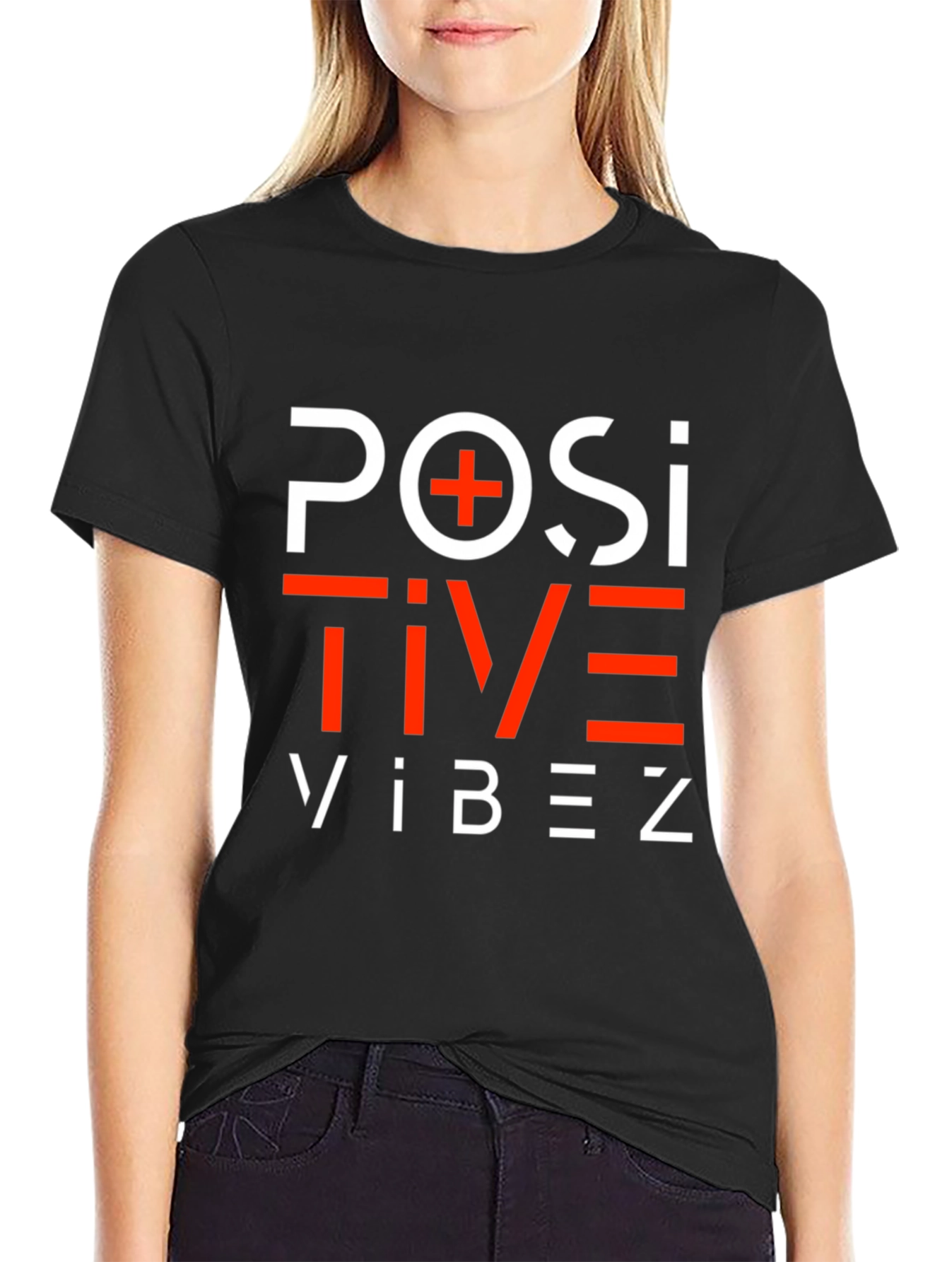 Black Positive Vibez Graphic Tee - Black view 2