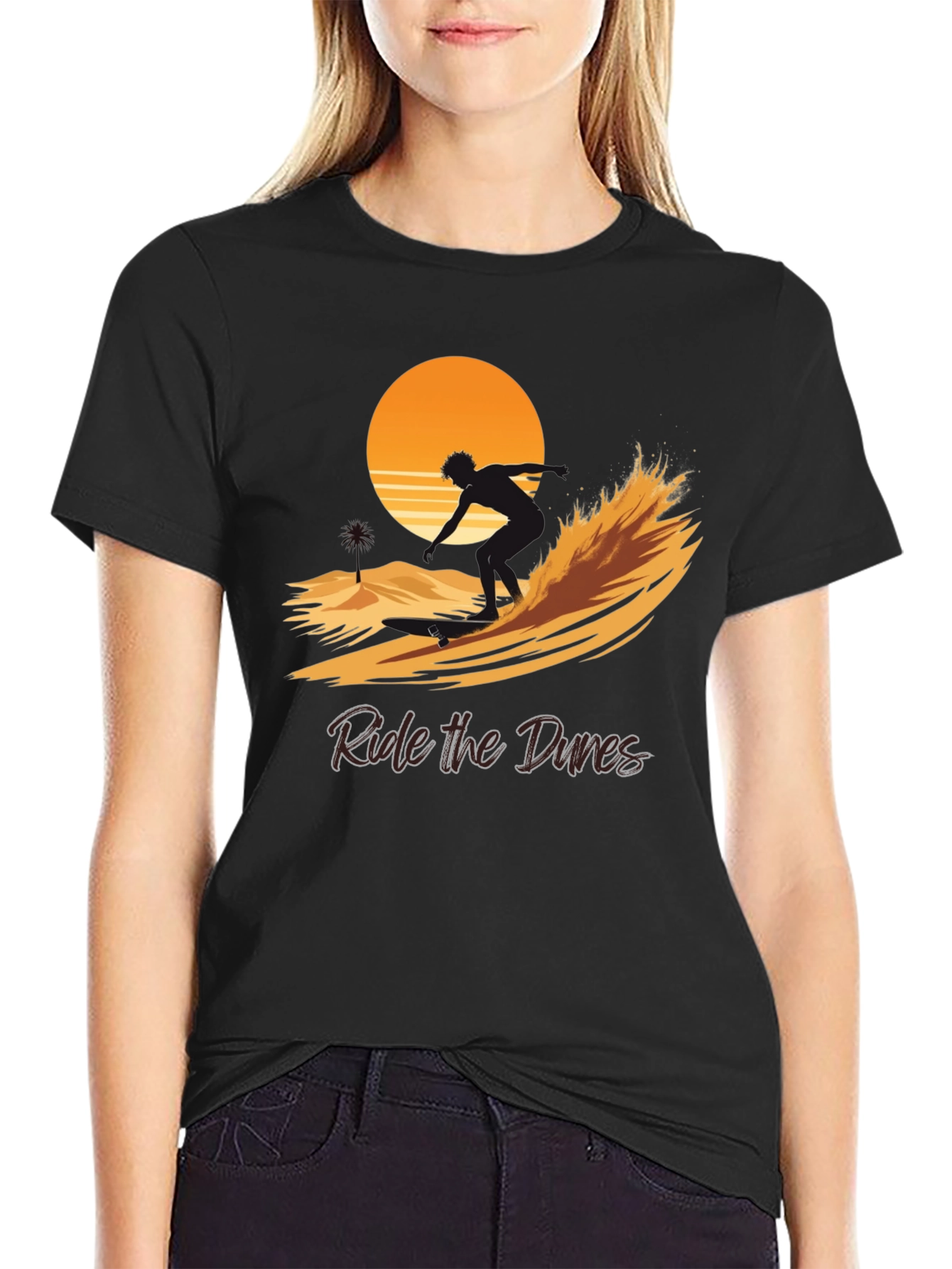 Black Ride the Dunes Graphic Tee - Black Cotton Shirt view 2