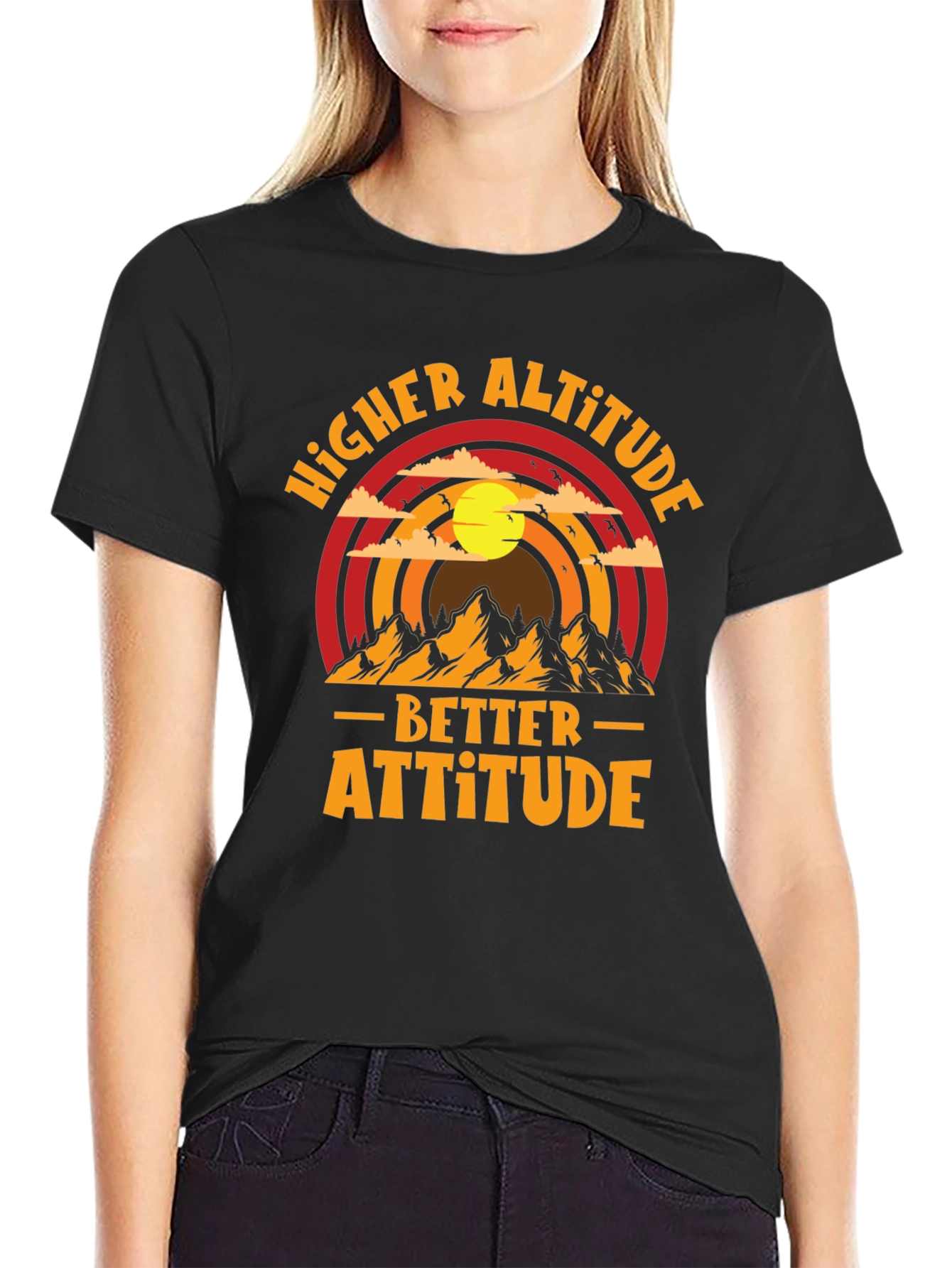 Black Higher Altitude Better Attitude Graphic Tee view 2