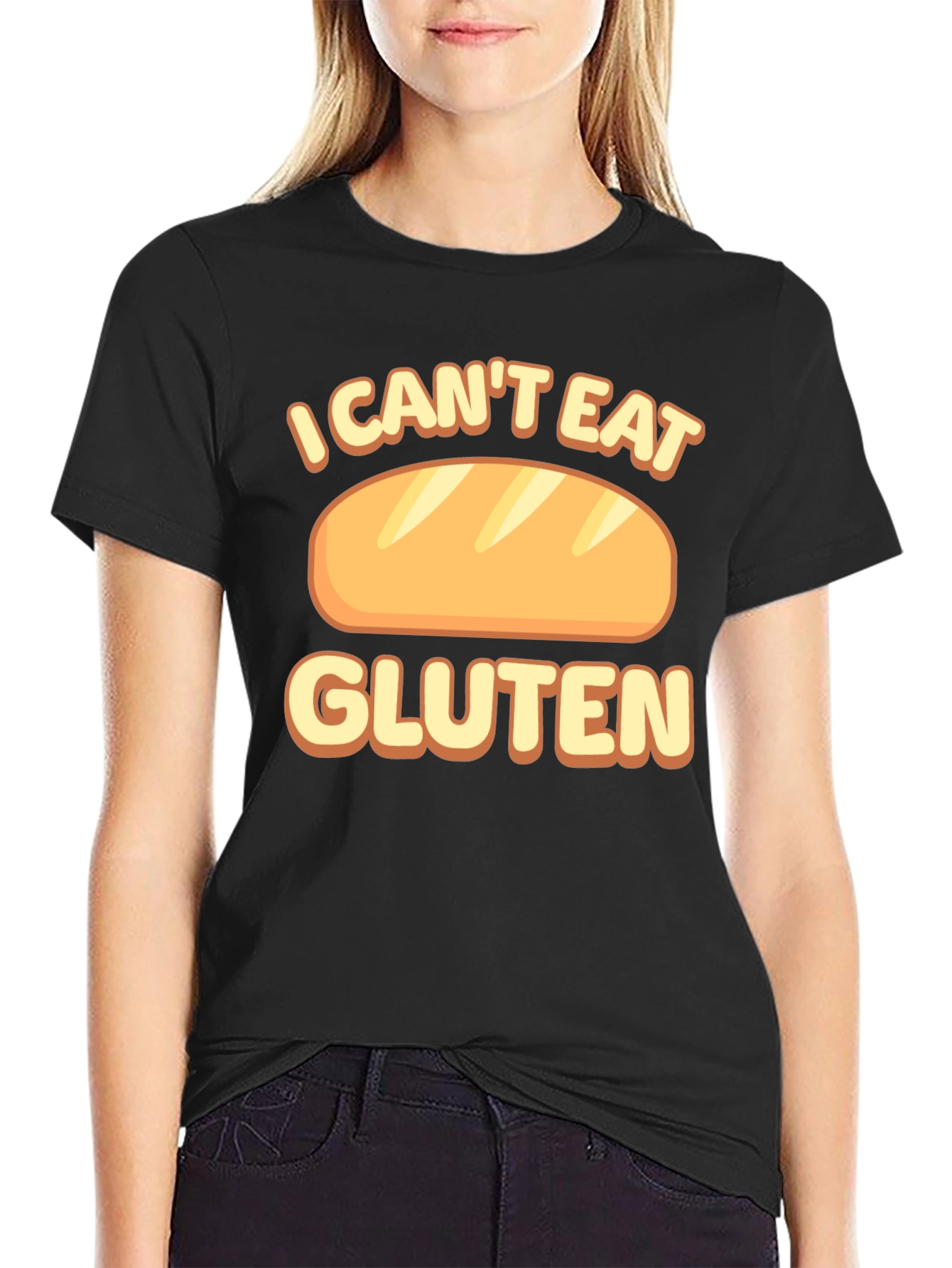 Black I Can't Eat Gluten T-Shirt Funny Food Allergy Tee view 2