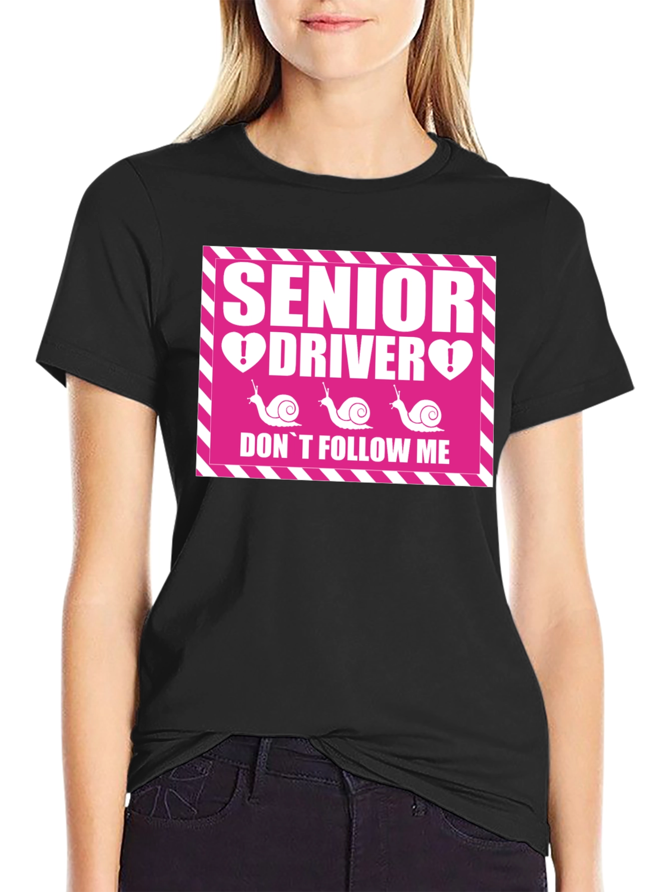 Black Senior Driver Don't Follow Me T-Shirt view 2