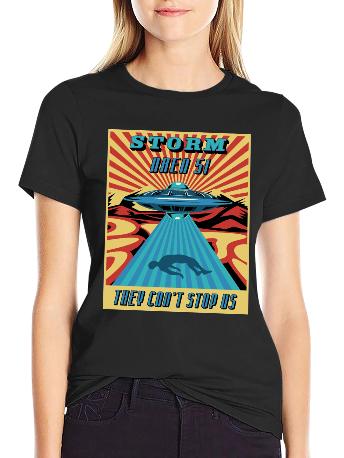 Black Storm Area 51 T-Shirt - They Can't Stop Us! view 2
