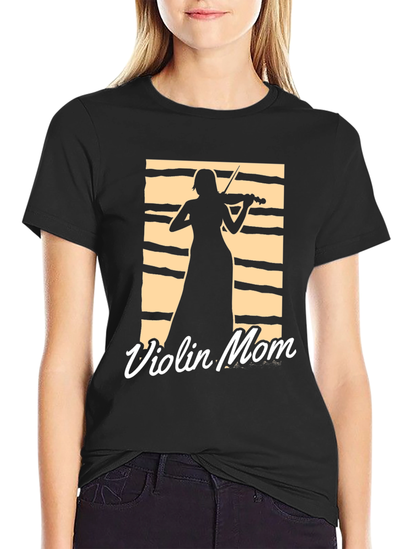 Black Violin Mom T-Shirt - Musician Silhouette Tee view 2